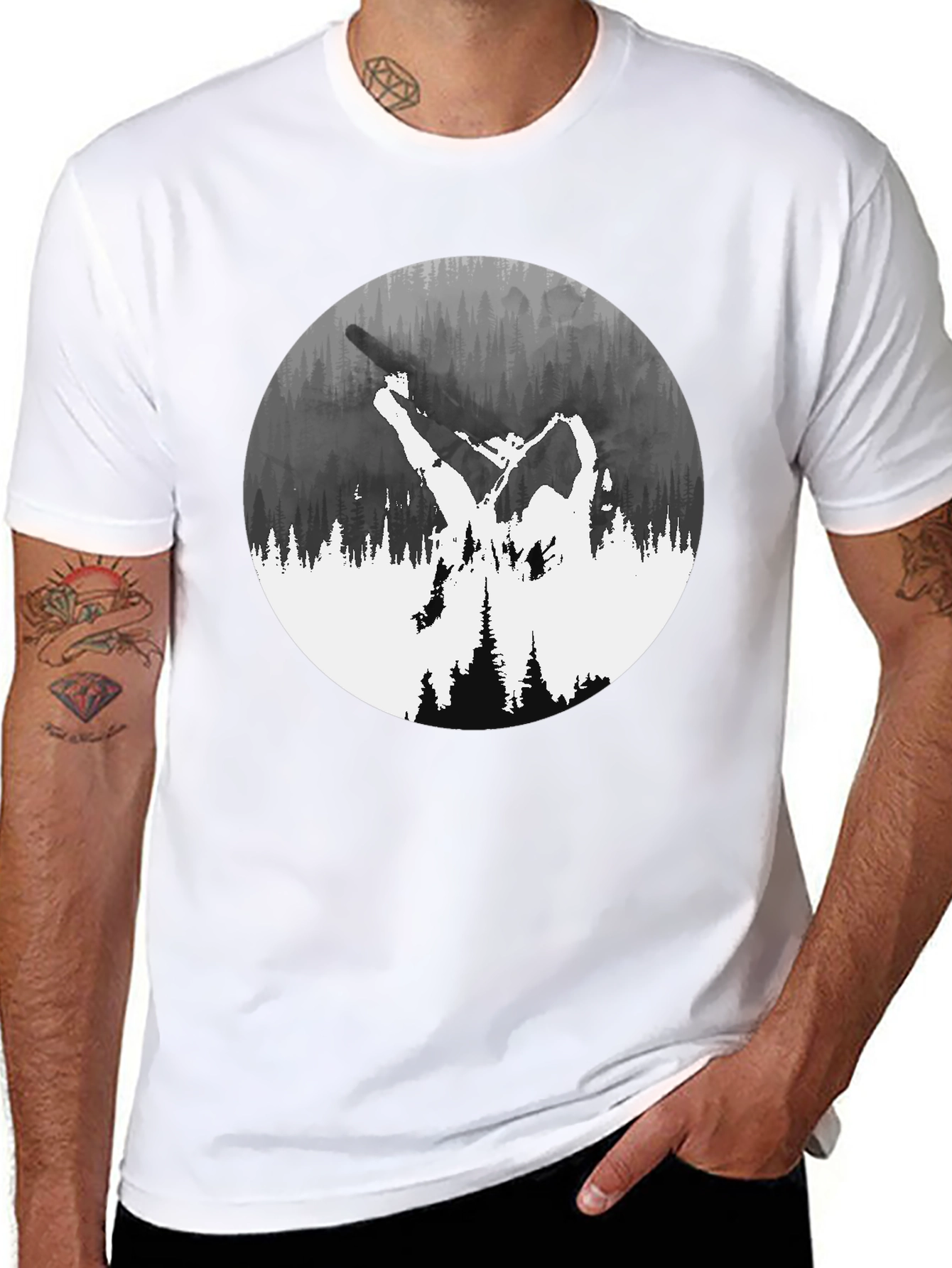 Nature Silhouette Graphic Tee - Black