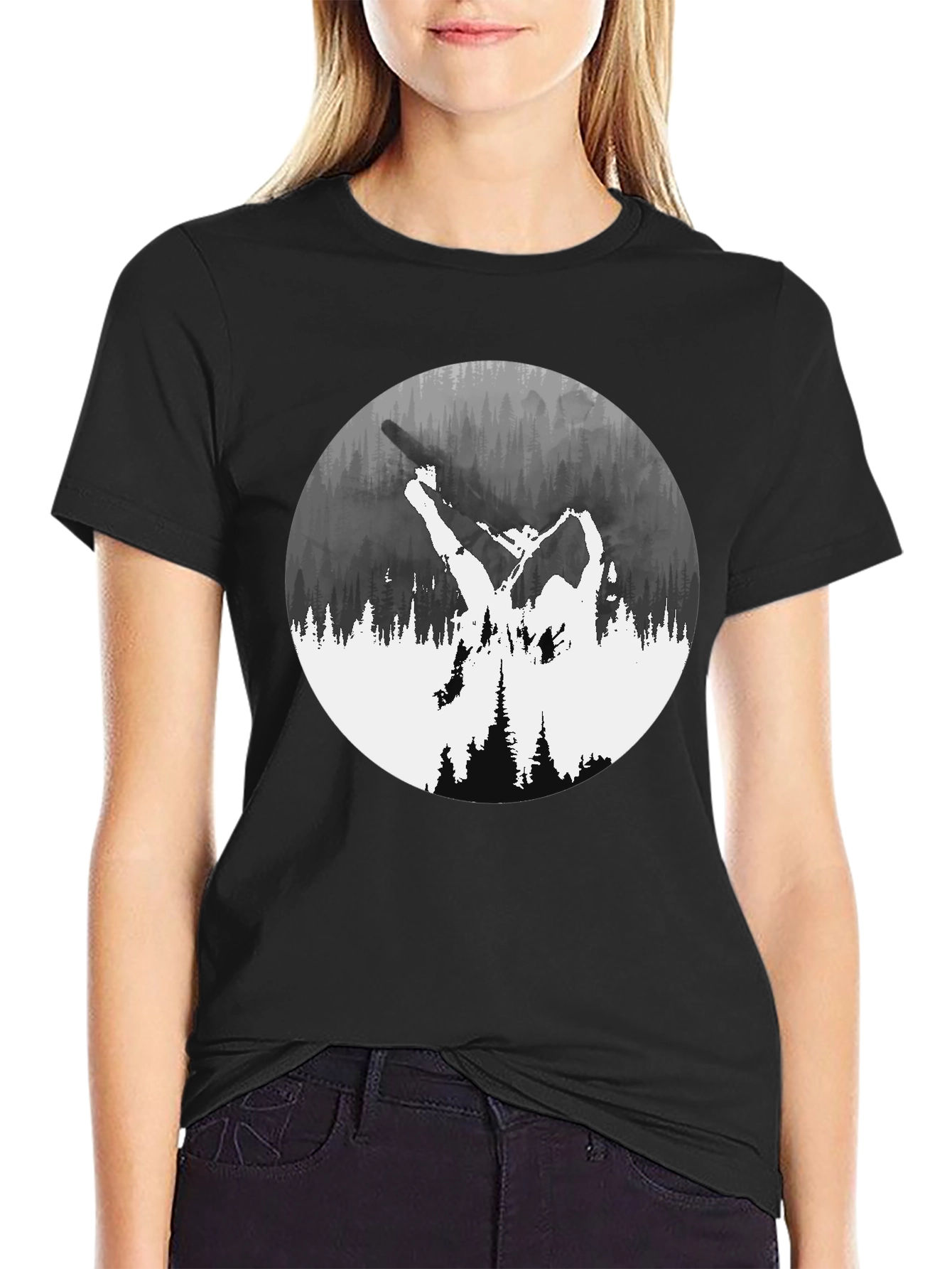 Nature Silhouette Graphic Tee - Black