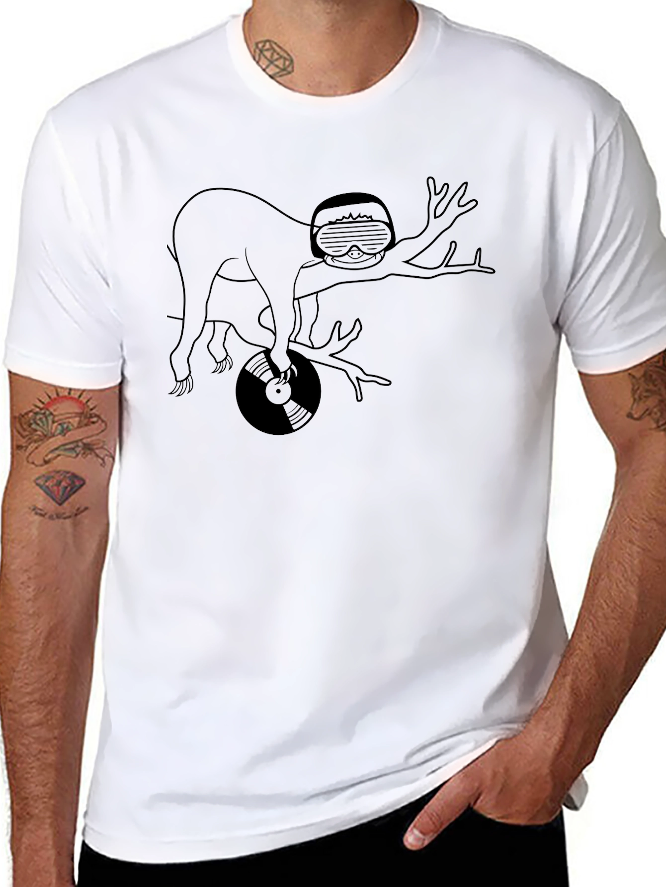 DJ Sloth Graphic Tee - Cool and Casual T-Shirt