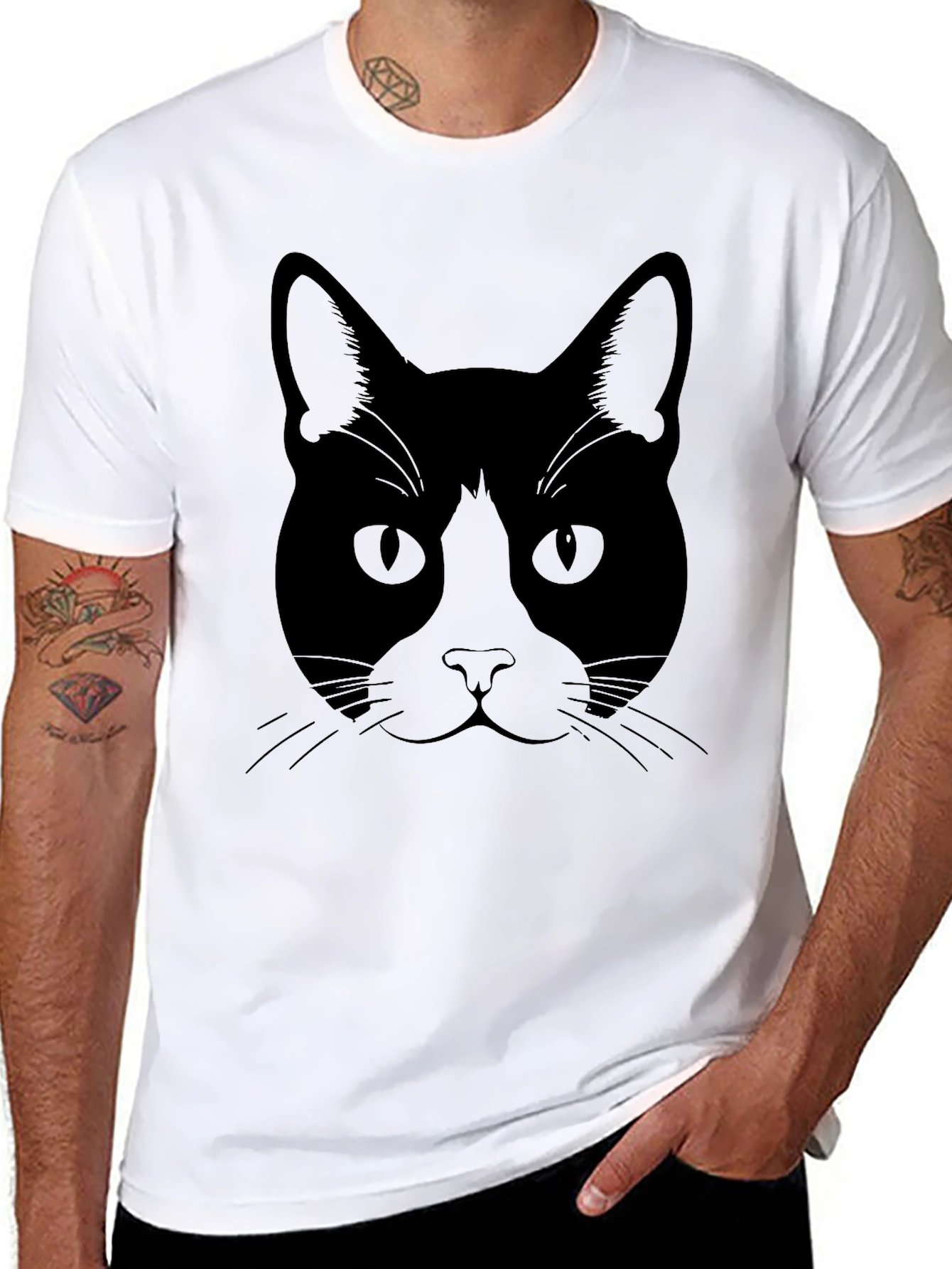 Black Cat Face Graphic T-Shirt - Unisex