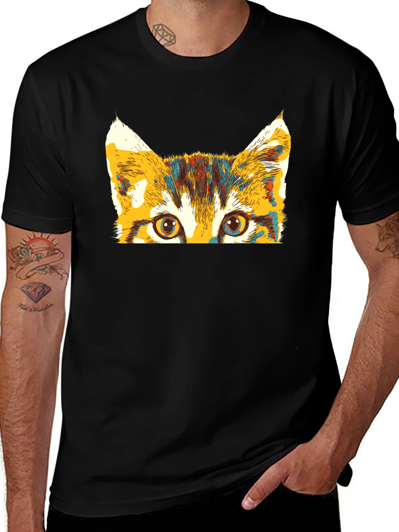 Colorful Cat Peek T-Shirt