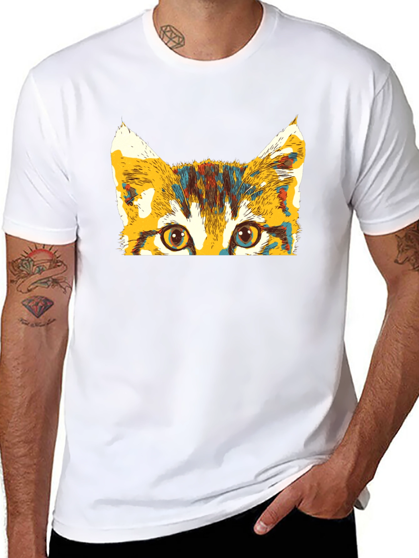 Colorful Cat Peek T-Shirt