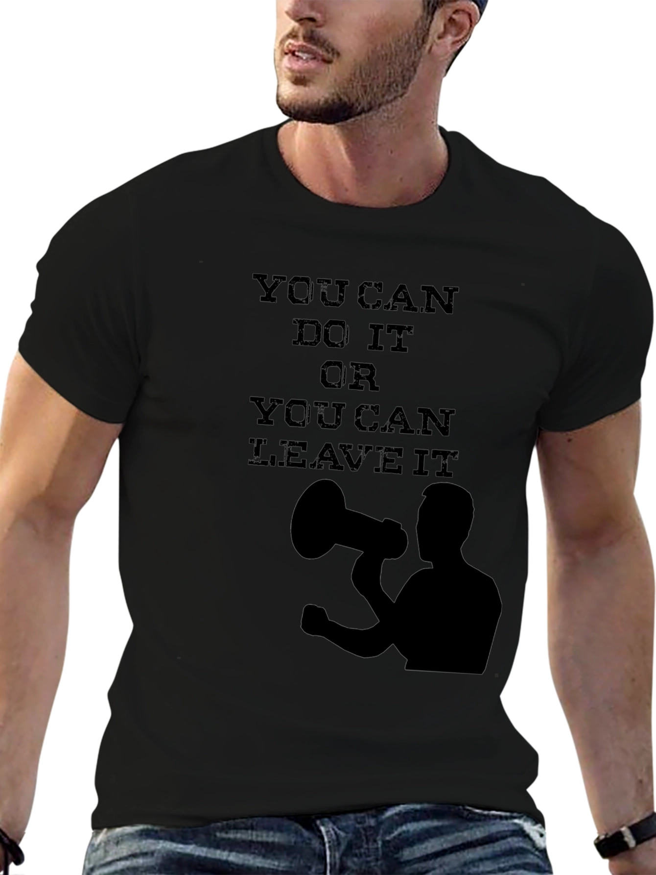 Motivational Black T-Shirt - You Can Do It!