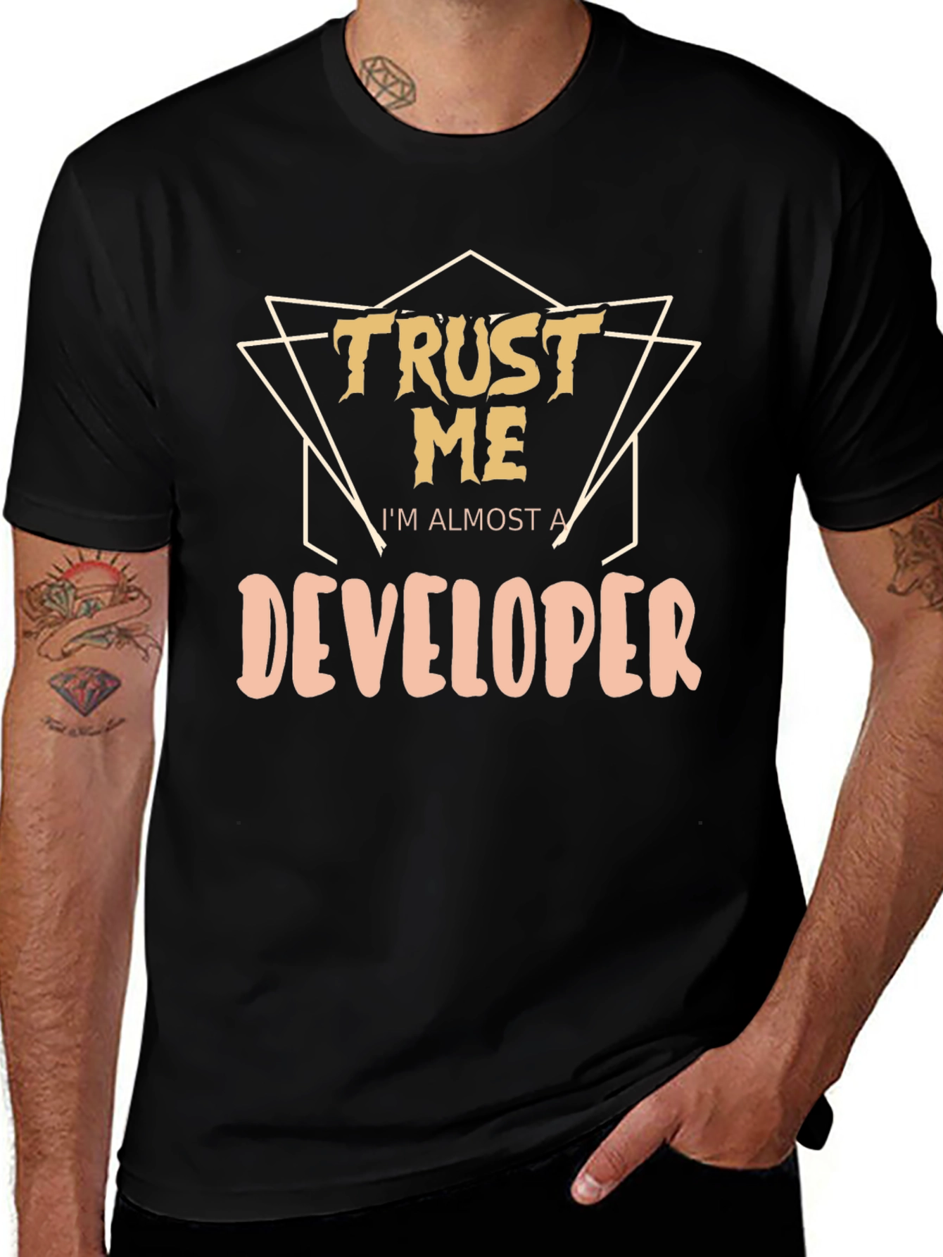 Trust Me Developer Graphic Tee - Black Cotton T-Shirt