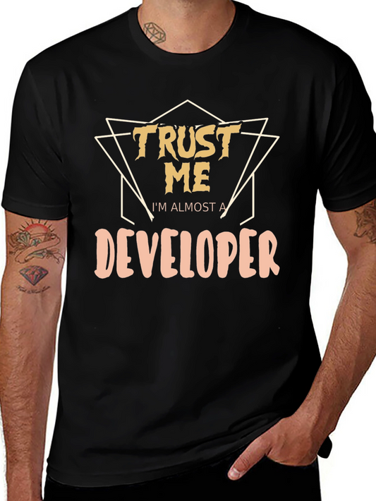 Trust Me Developer Graphic Tee - Black Cotton T-Shirt