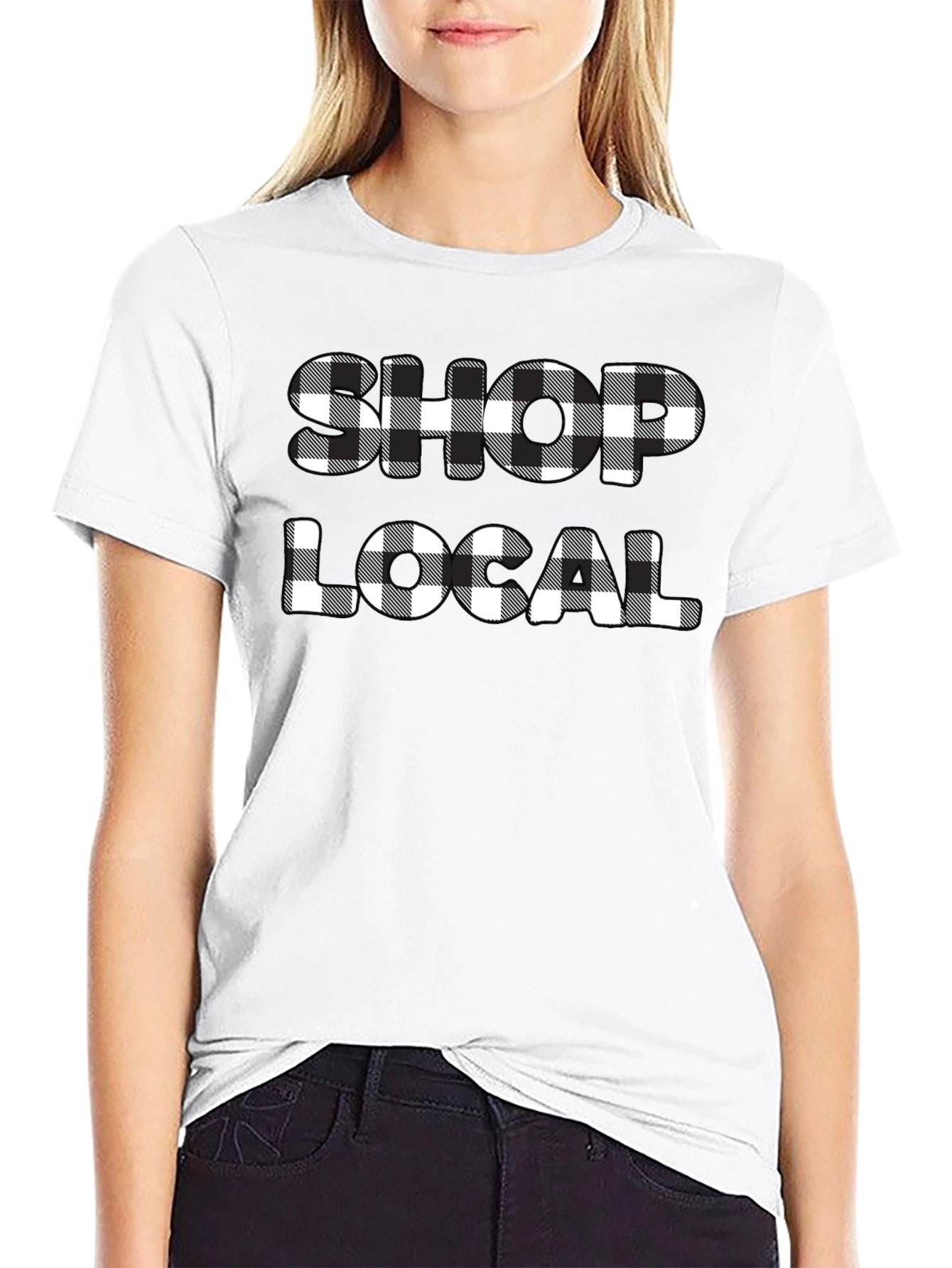 Shop Local Buffalo Plaid Graphic Tee