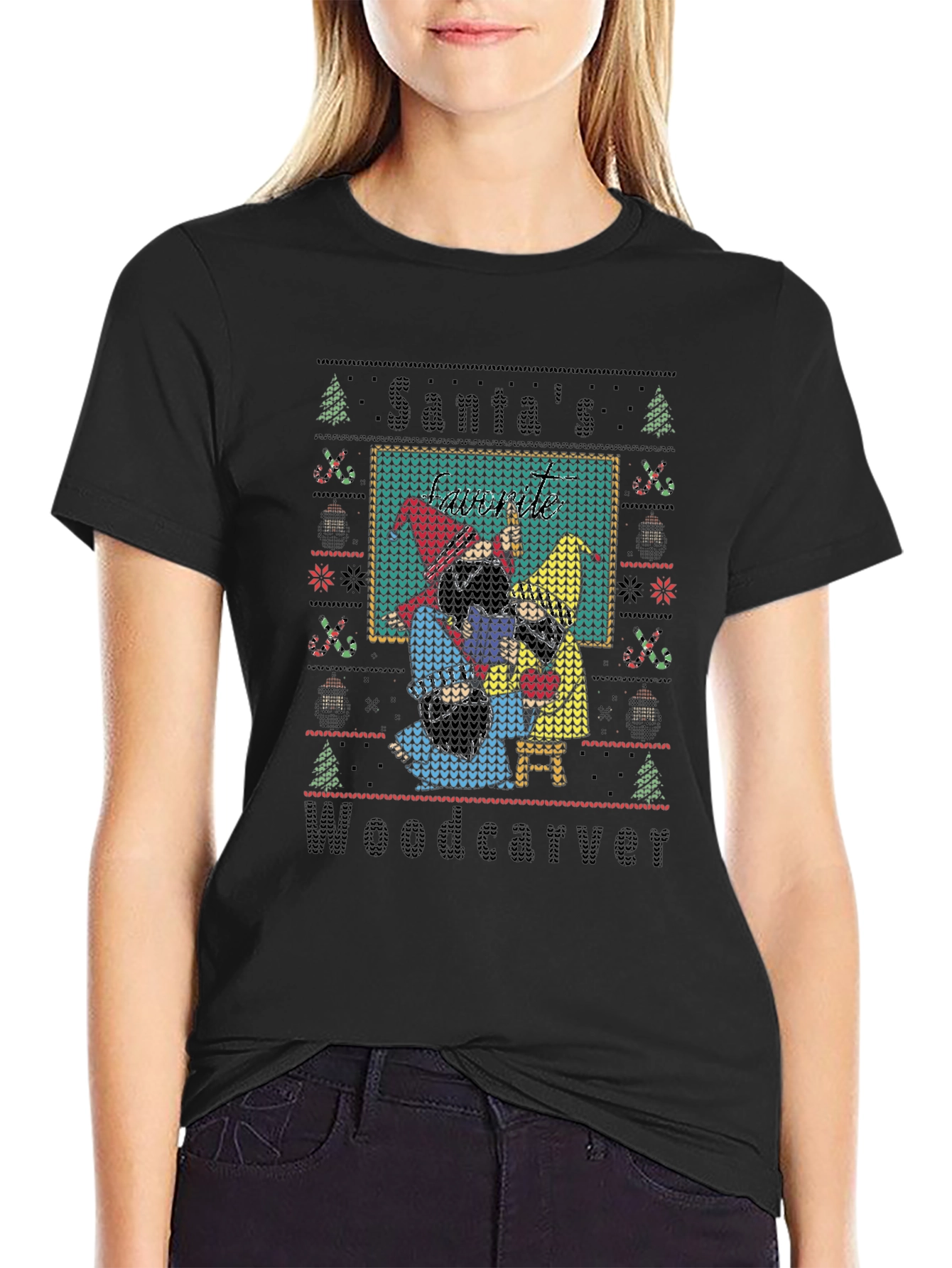 Santas Woodcarver Christmas T-Shirt
