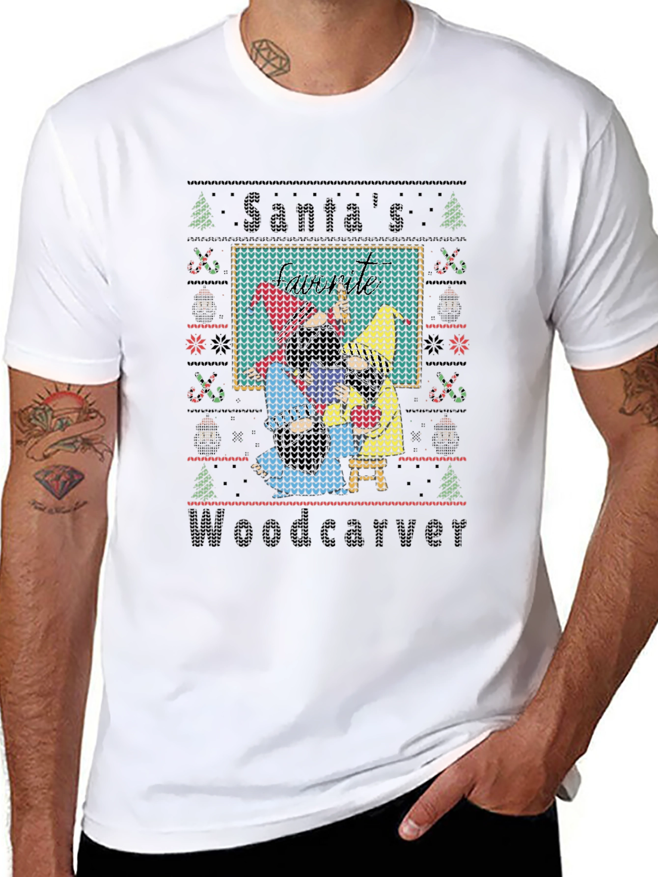 Santas Woodcarver Christmas T-Shirt