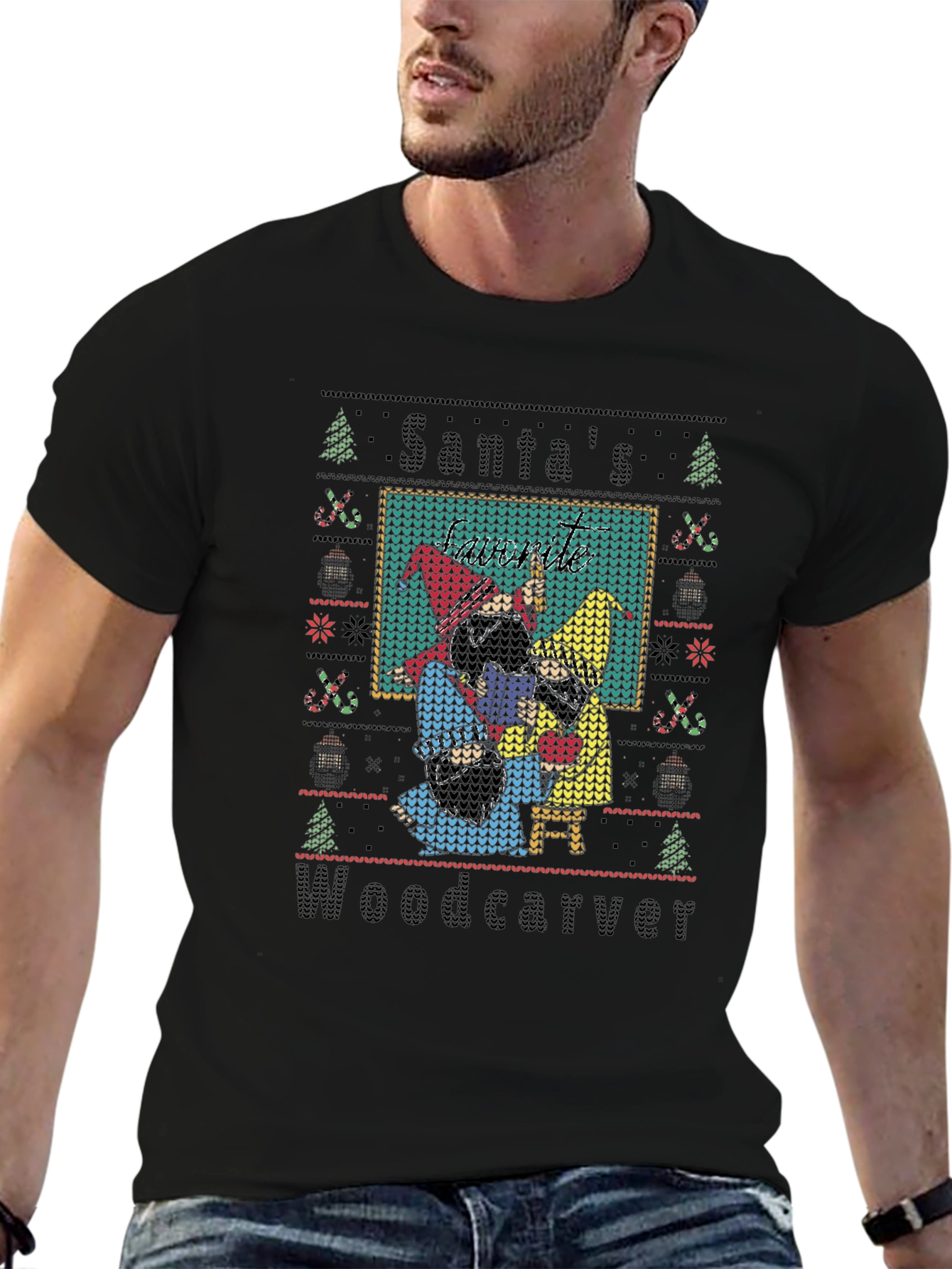 Santas Woodcarver Christmas T-Shirt