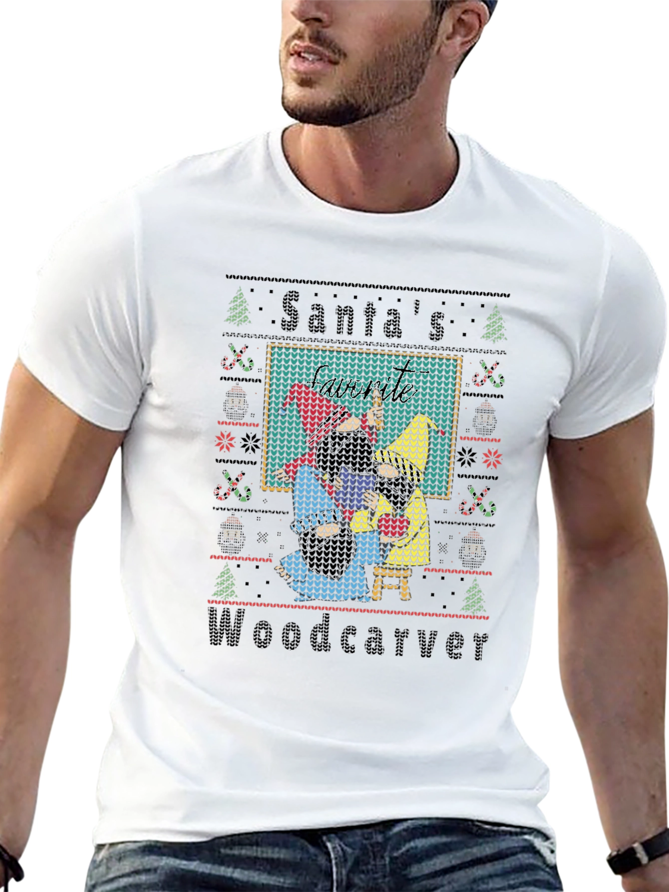 Santas Woodcarver Christmas T-Shirt