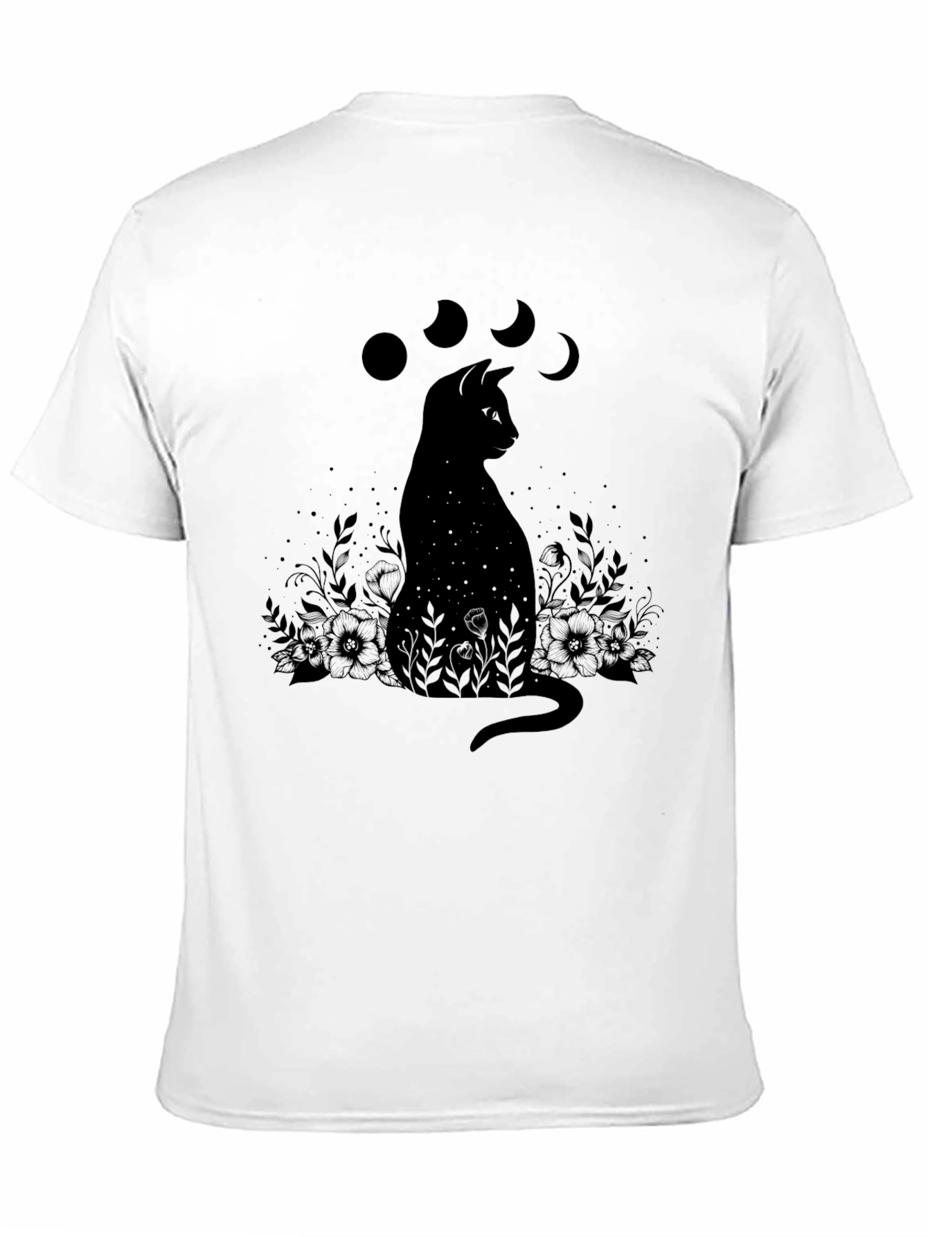Black Cat Moon Phases T-Shirt - Mystical Design