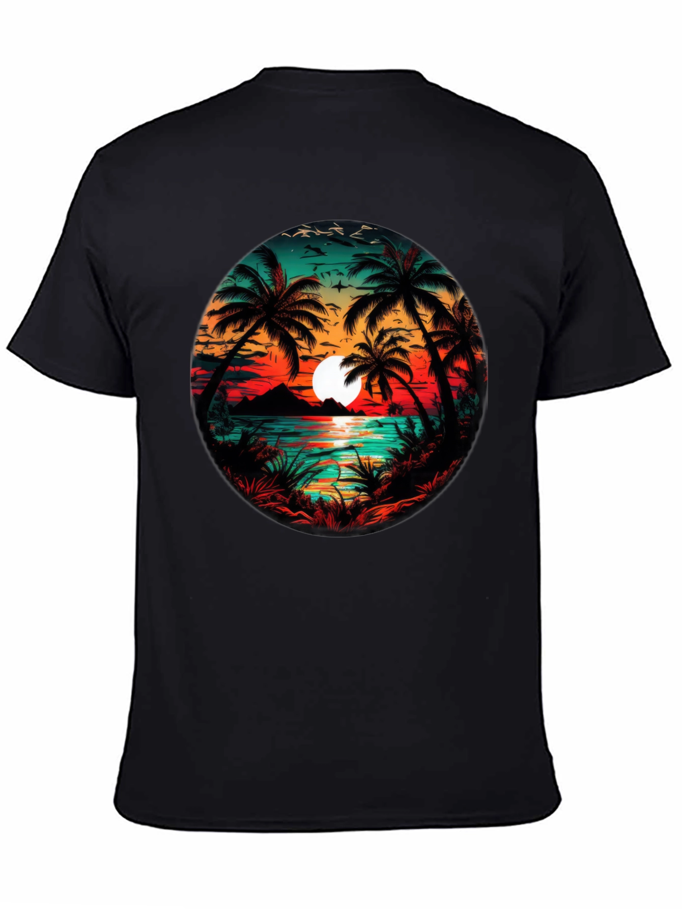 Tropical Sunset Palm Tree Graphic Tee