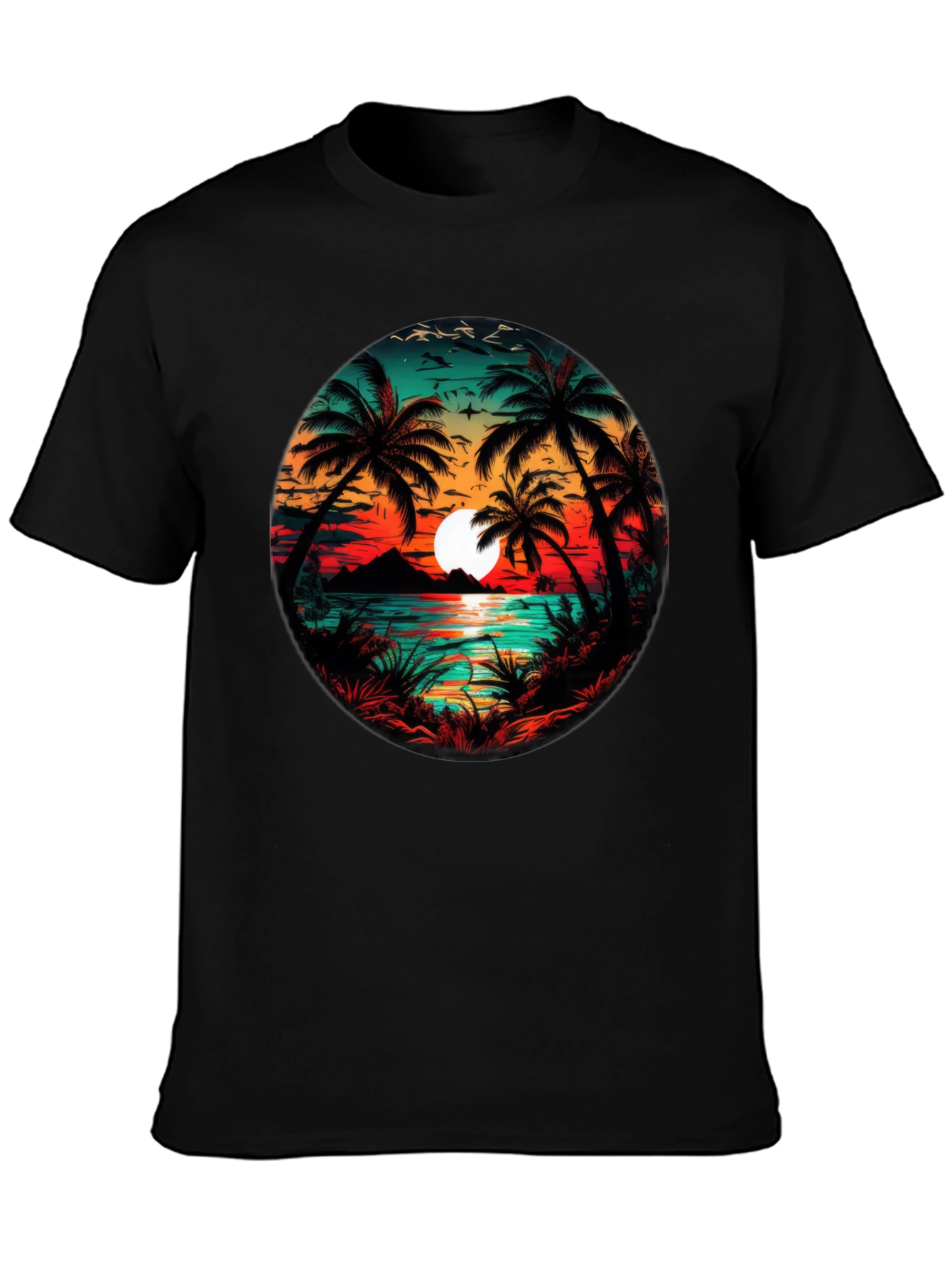 Tropical Sunset Palm Tree Graphic Tee
