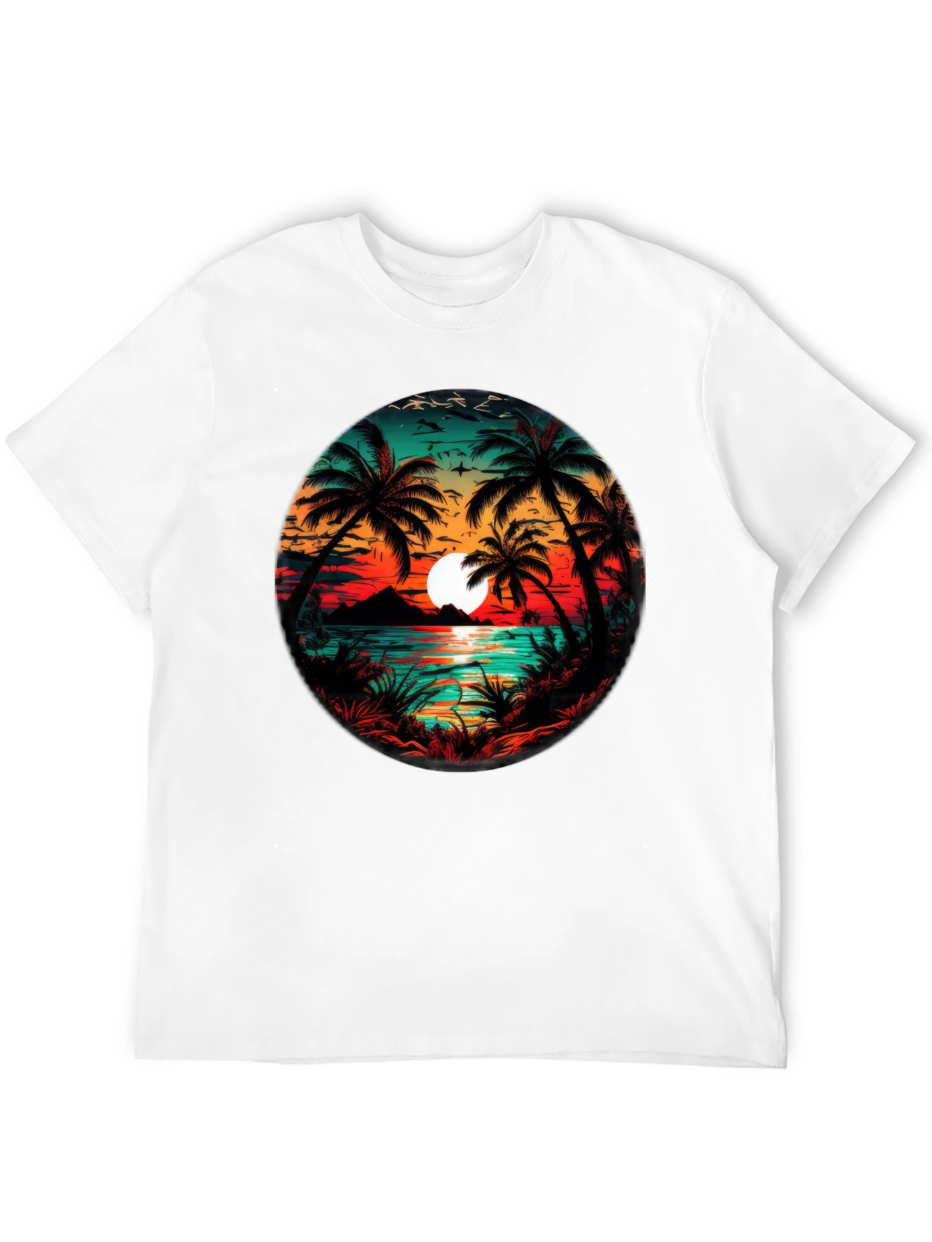 Tropical Sunset Palm Tree Graphic Tee