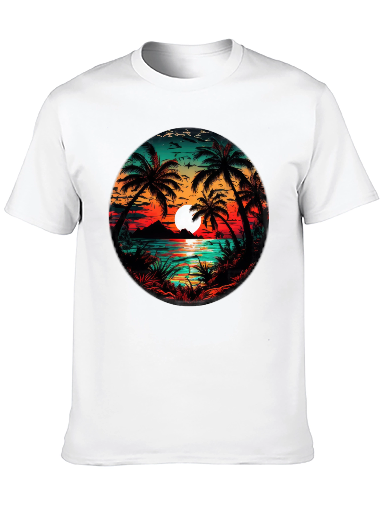 Tropical Sunset Palm Tree Graphic Tee