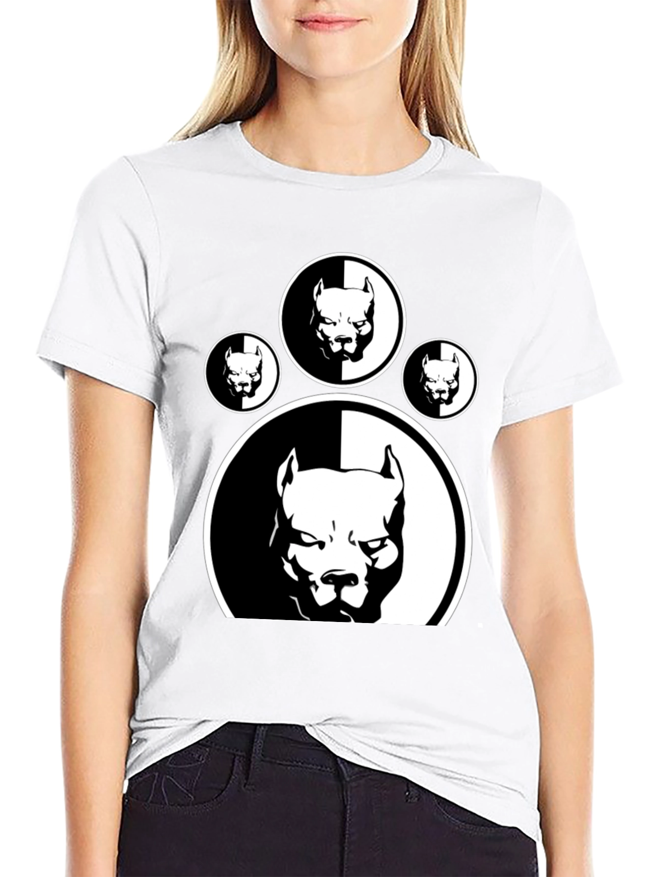 Pitbull Paw Print Graphic T-Shirt