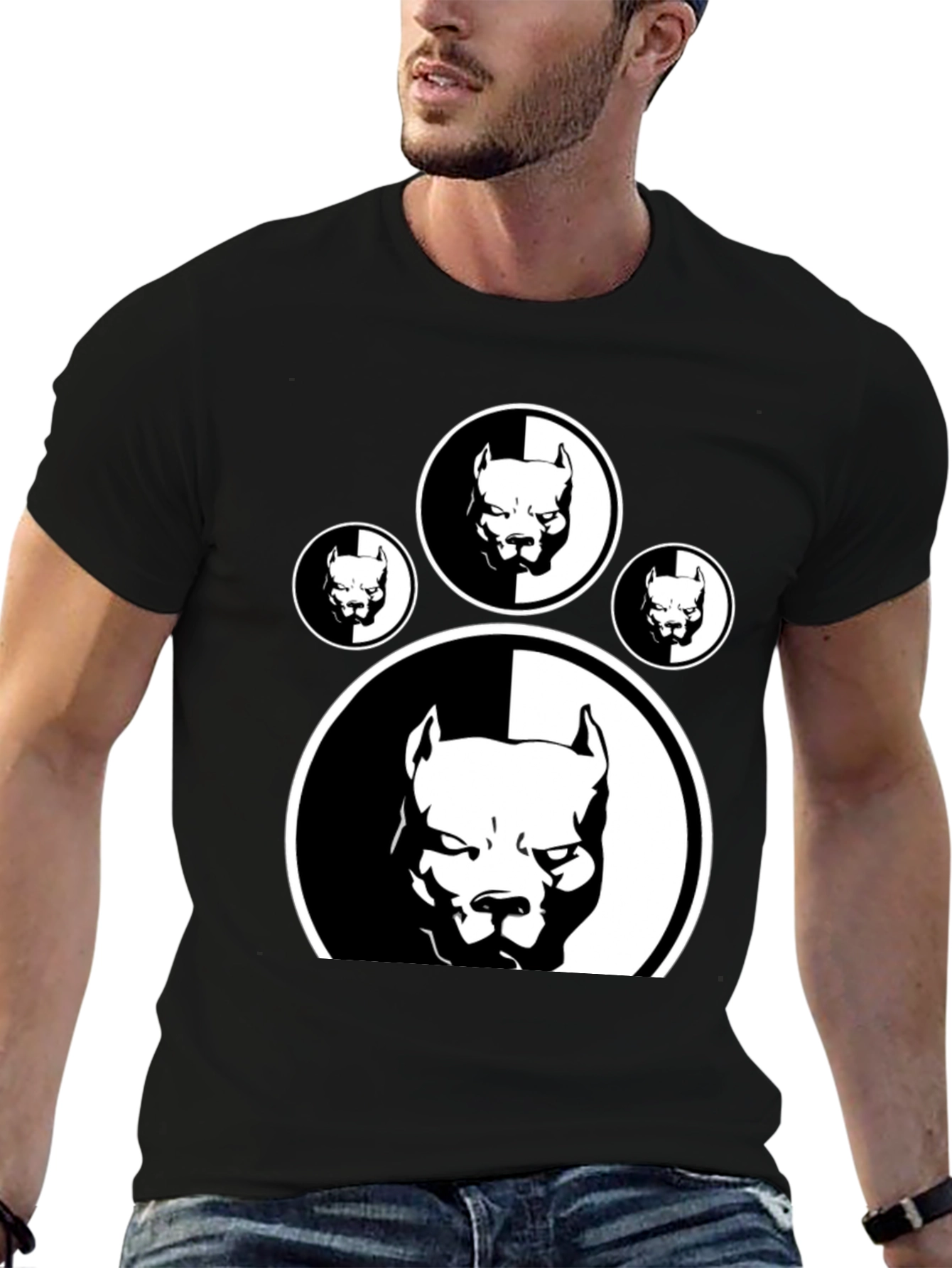 Pitbull Paw Print Graphic T-Shirt