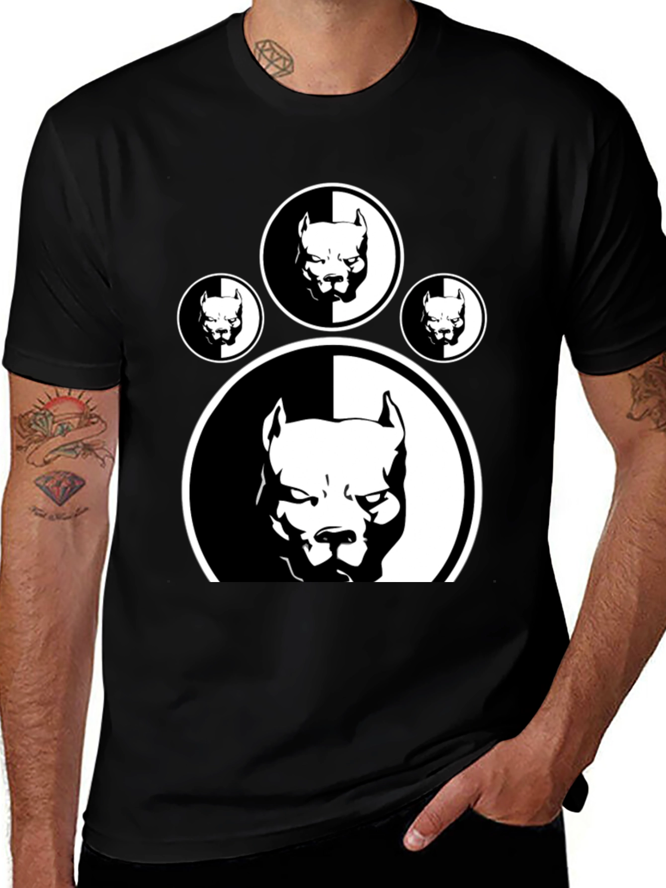 Pitbull Paw Print Graphic T-Shirt