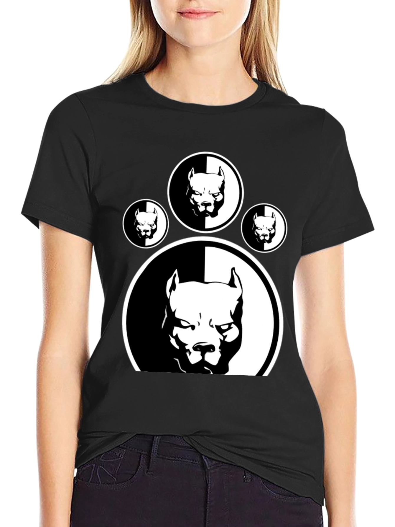 Pitbull Paw Print Graphic T-Shirt