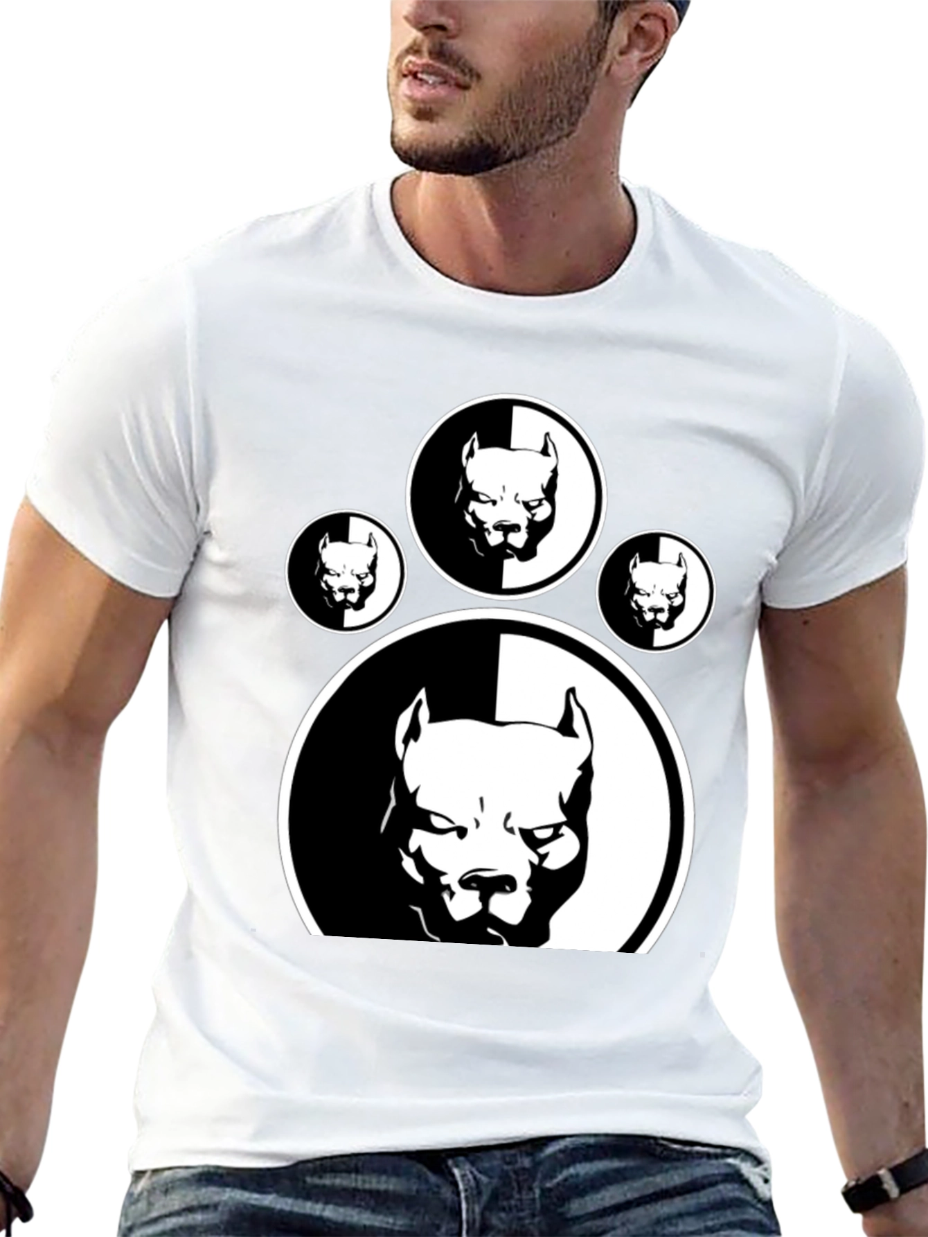 Pitbull Paw Print Graphic T-Shirt