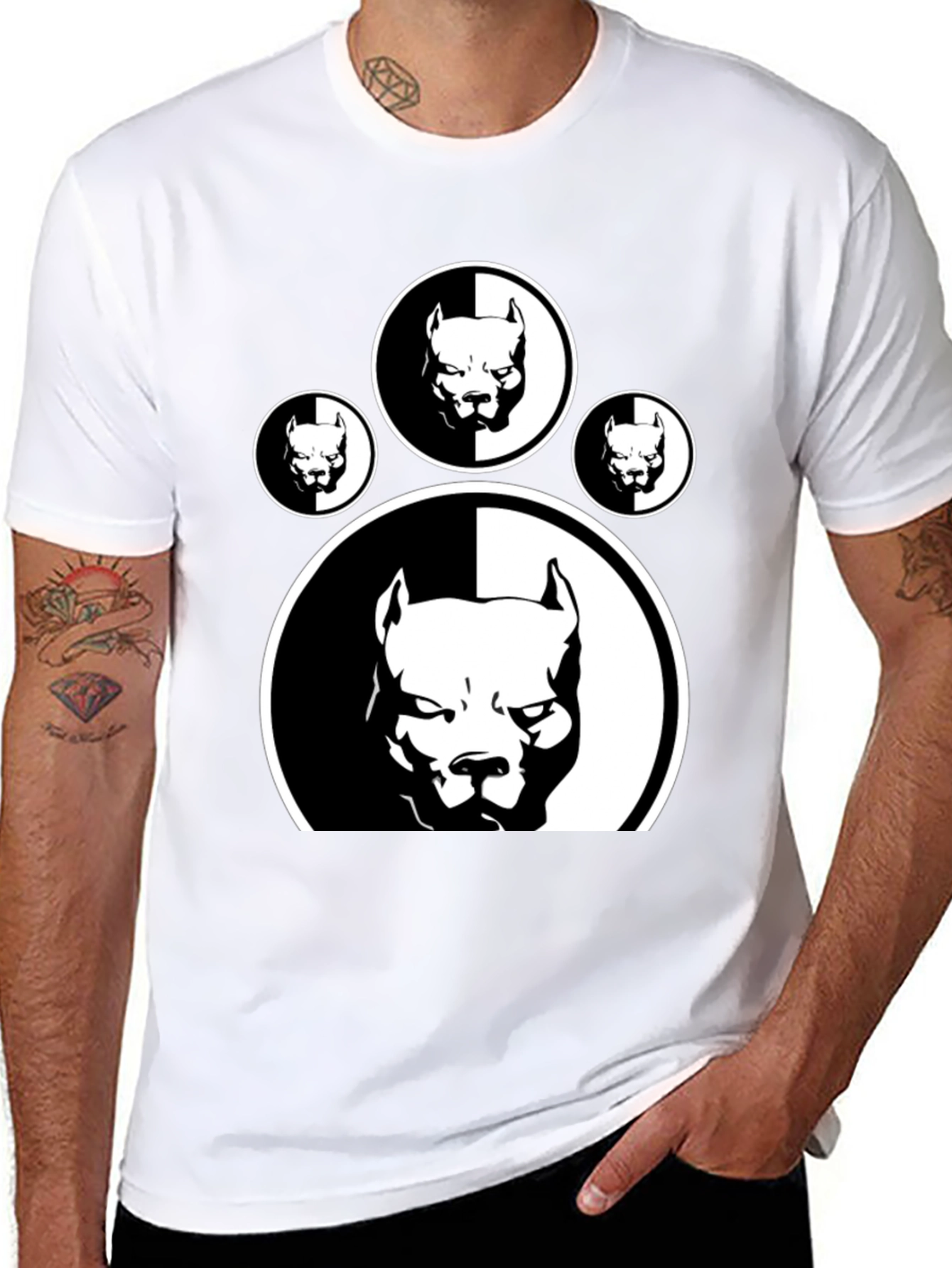 Pitbull Paw Print Graphic T-Shirt