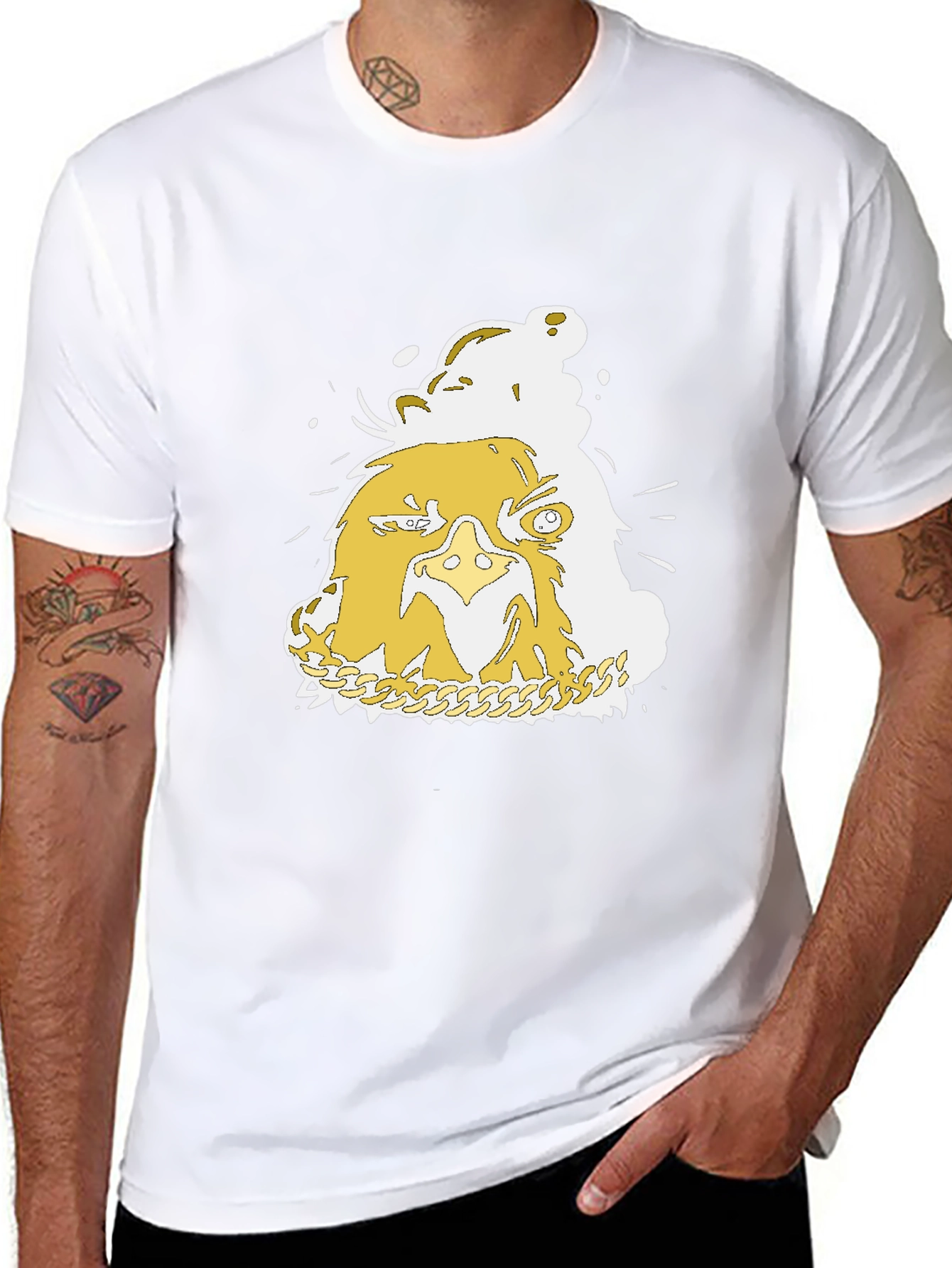 Gold Eagle Chain Graphic Black T-Shirt