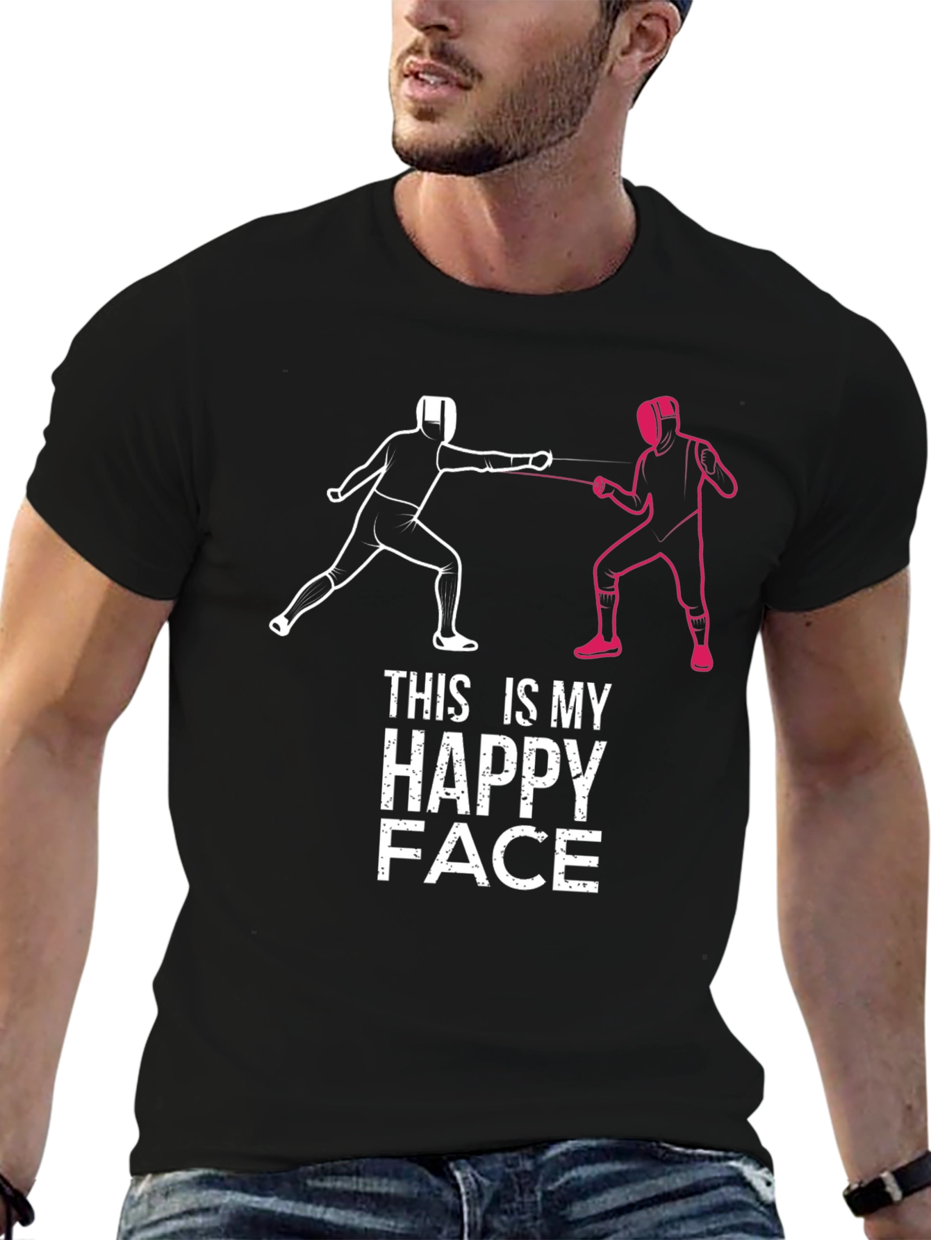 Fencing Happy Face Graphic Tee