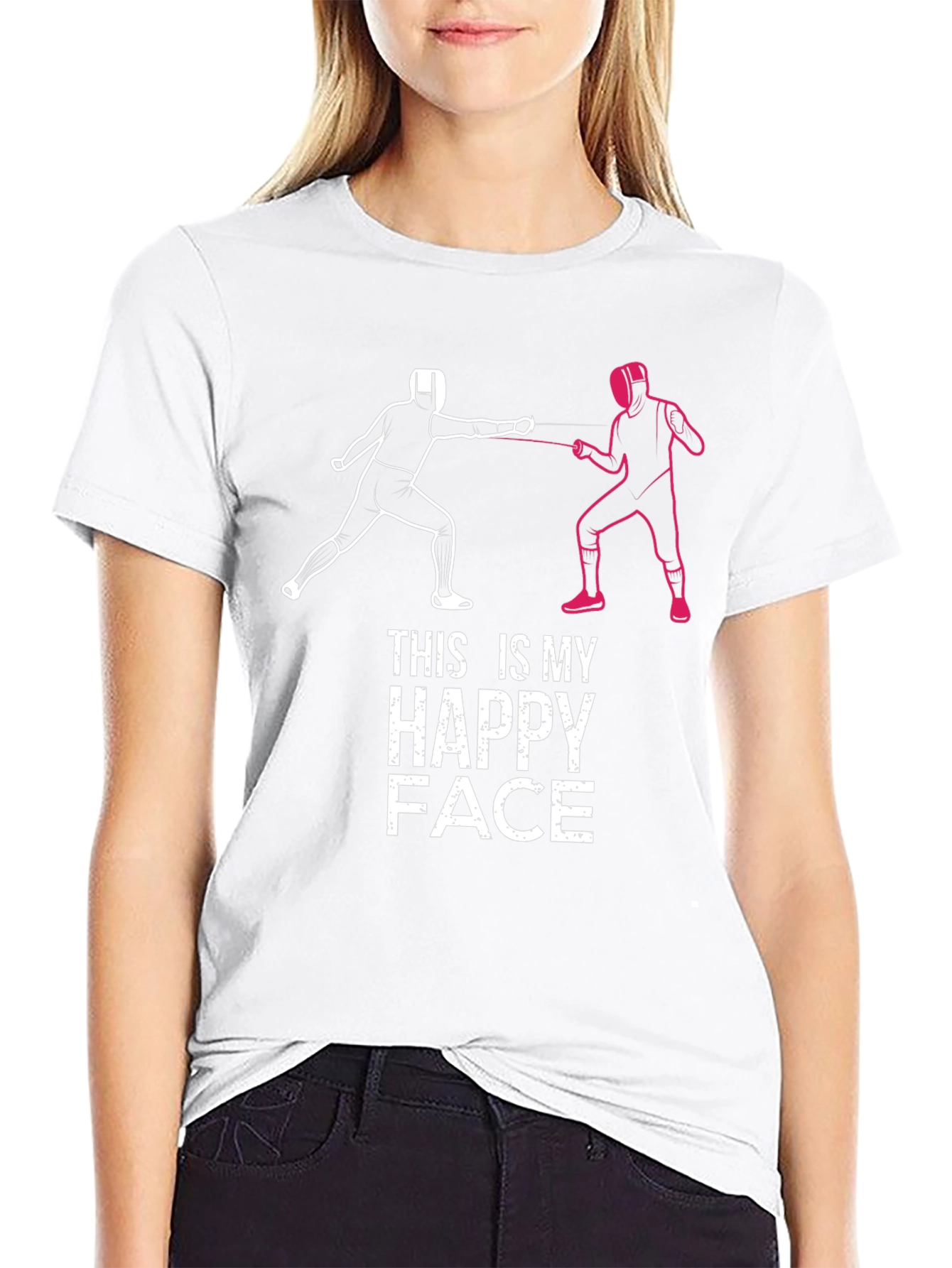 Fencing Happy Face Graphic Tee