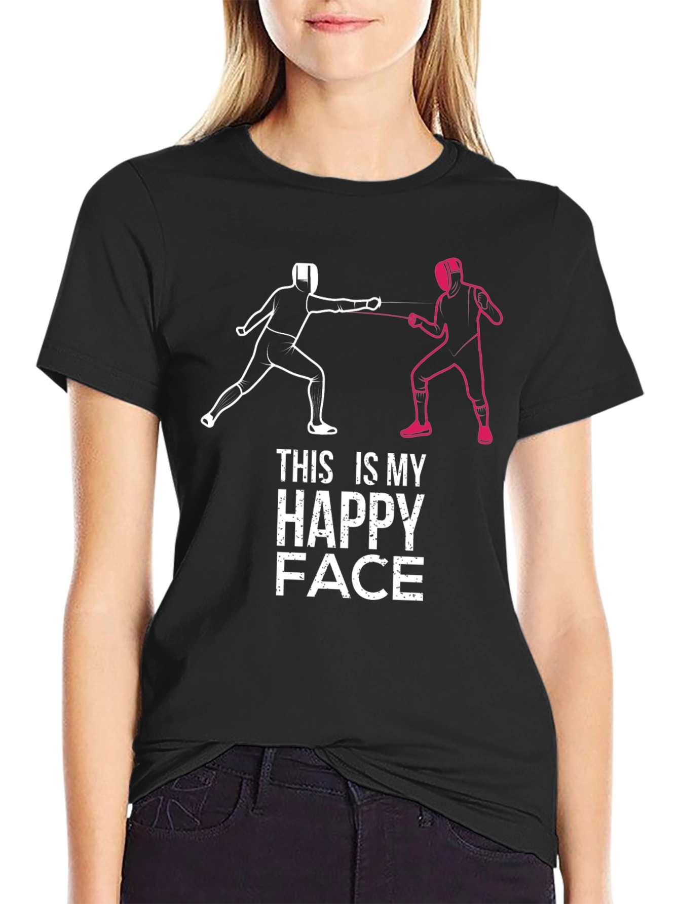 Fencing Happy Face Graphic Tee