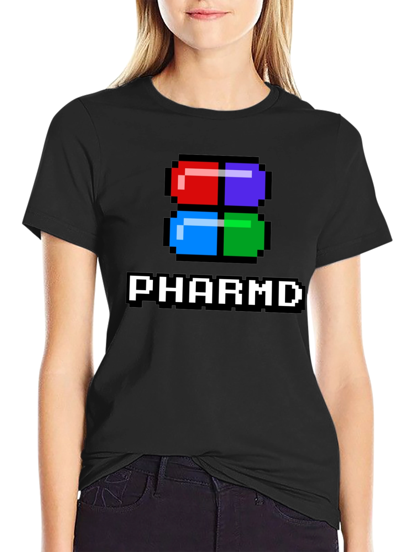 PharmD Pixel Pill Black T-Shirt