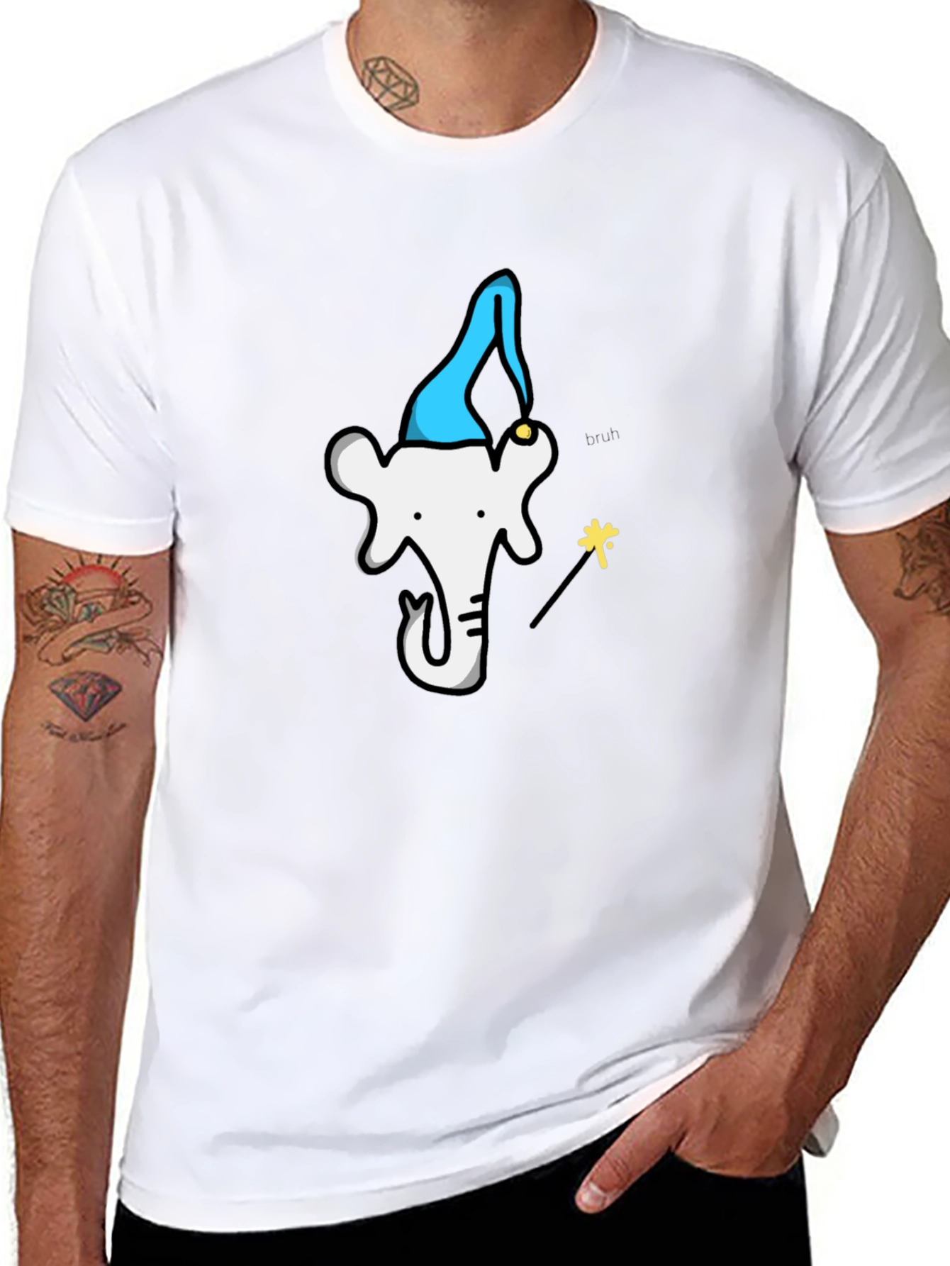 Wizard Elephant T-Shirt - Black Cotton Tee
