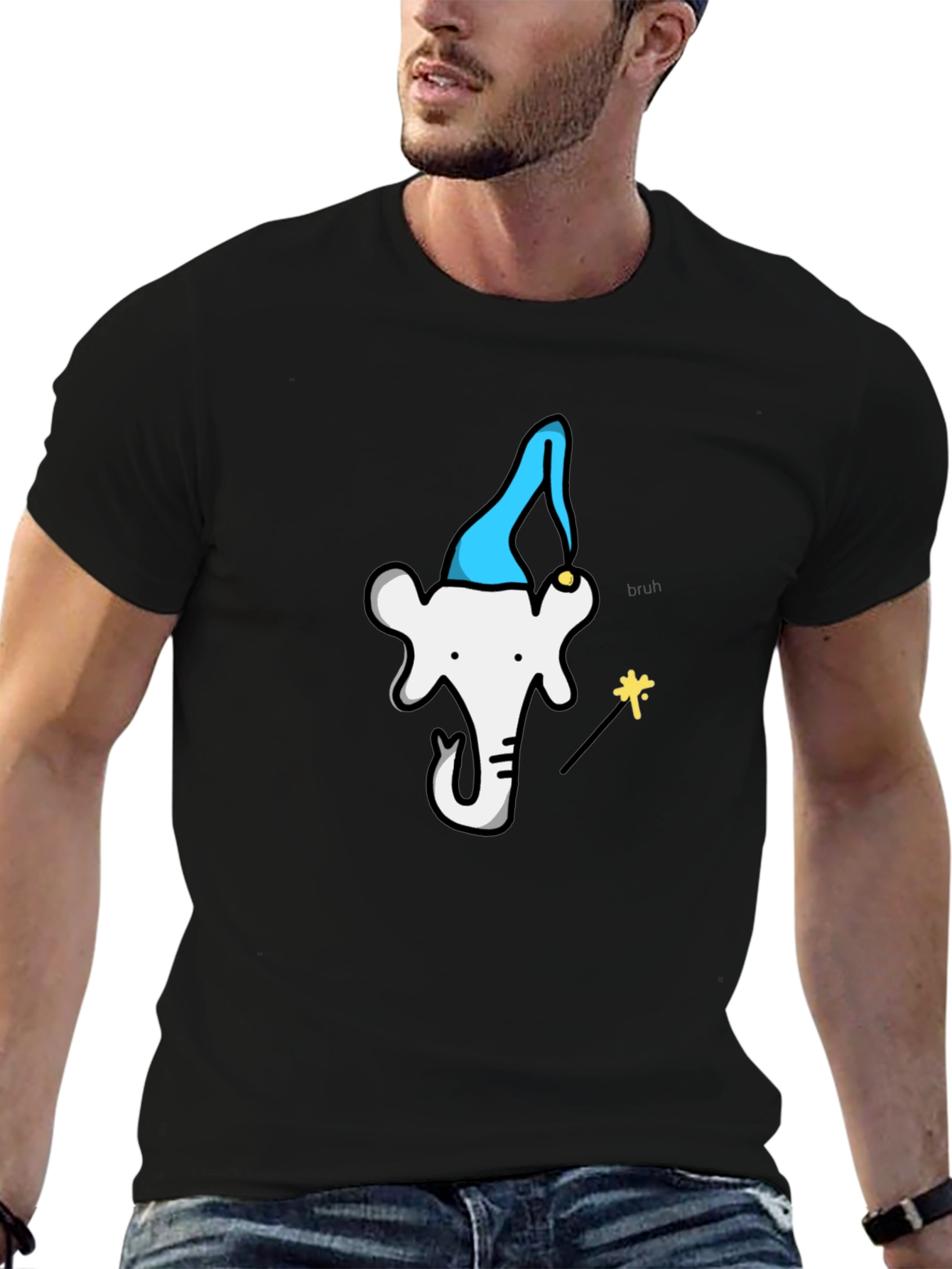 Wizard Elephant T-Shirt - Black Cotton Tee
