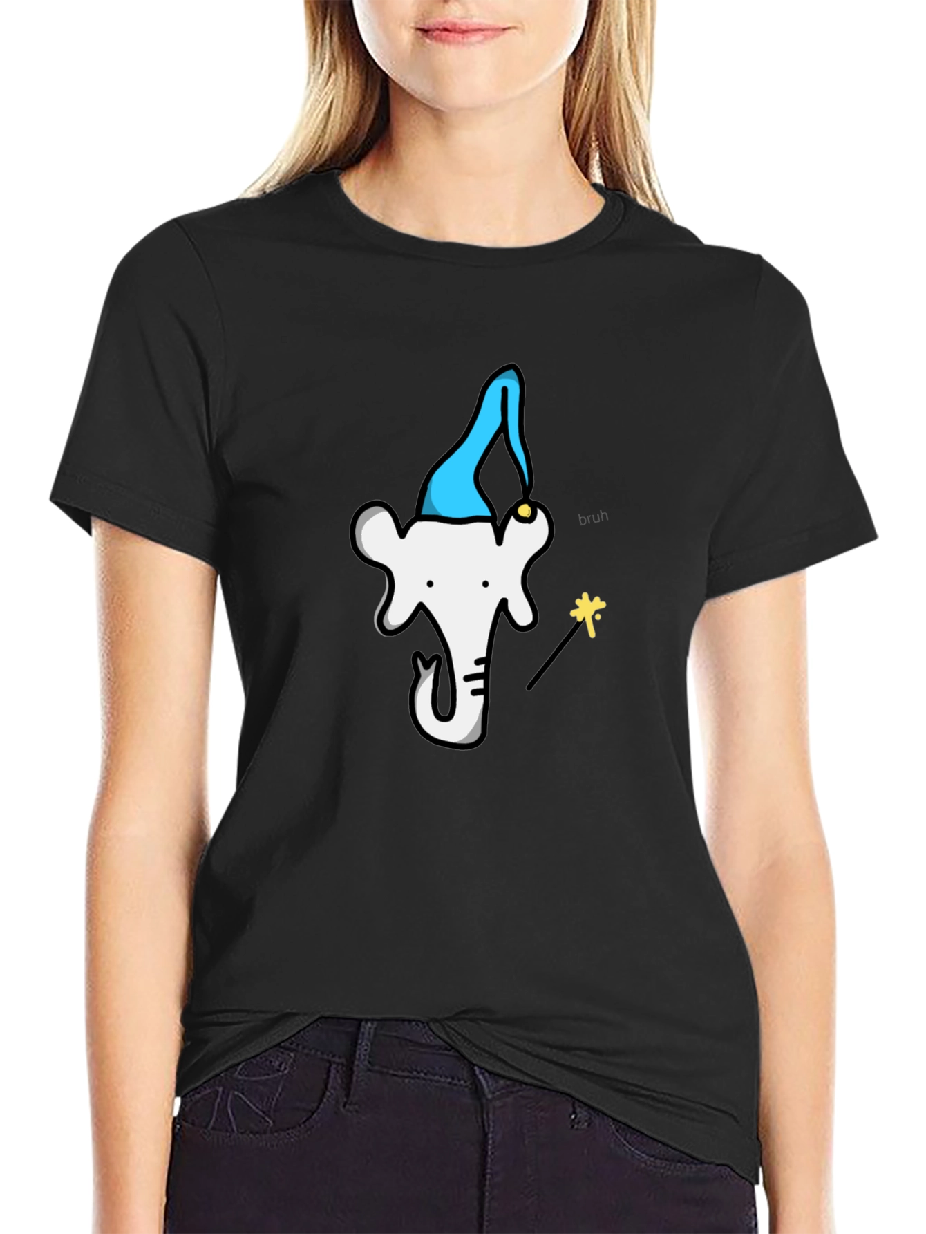 Wizard Elephant T-Shirt - Black Cotton Tee