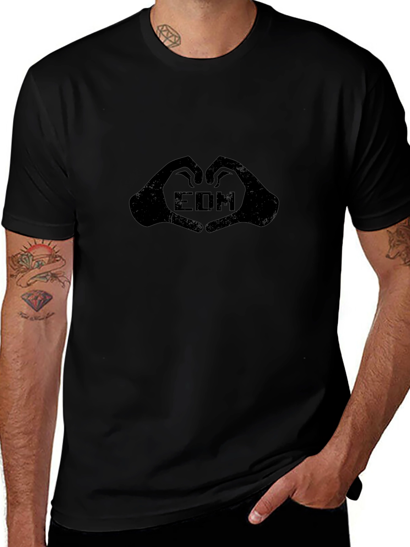 EDM Heart Hands Graphic Tee - Black