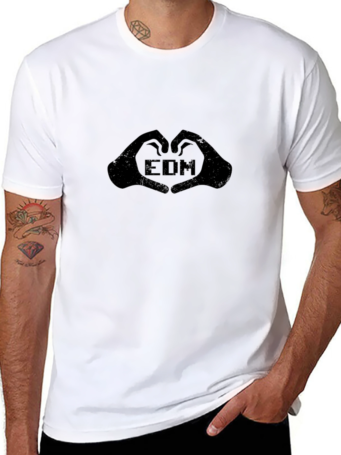 EDM Heart Hands Graphic Tee - Black