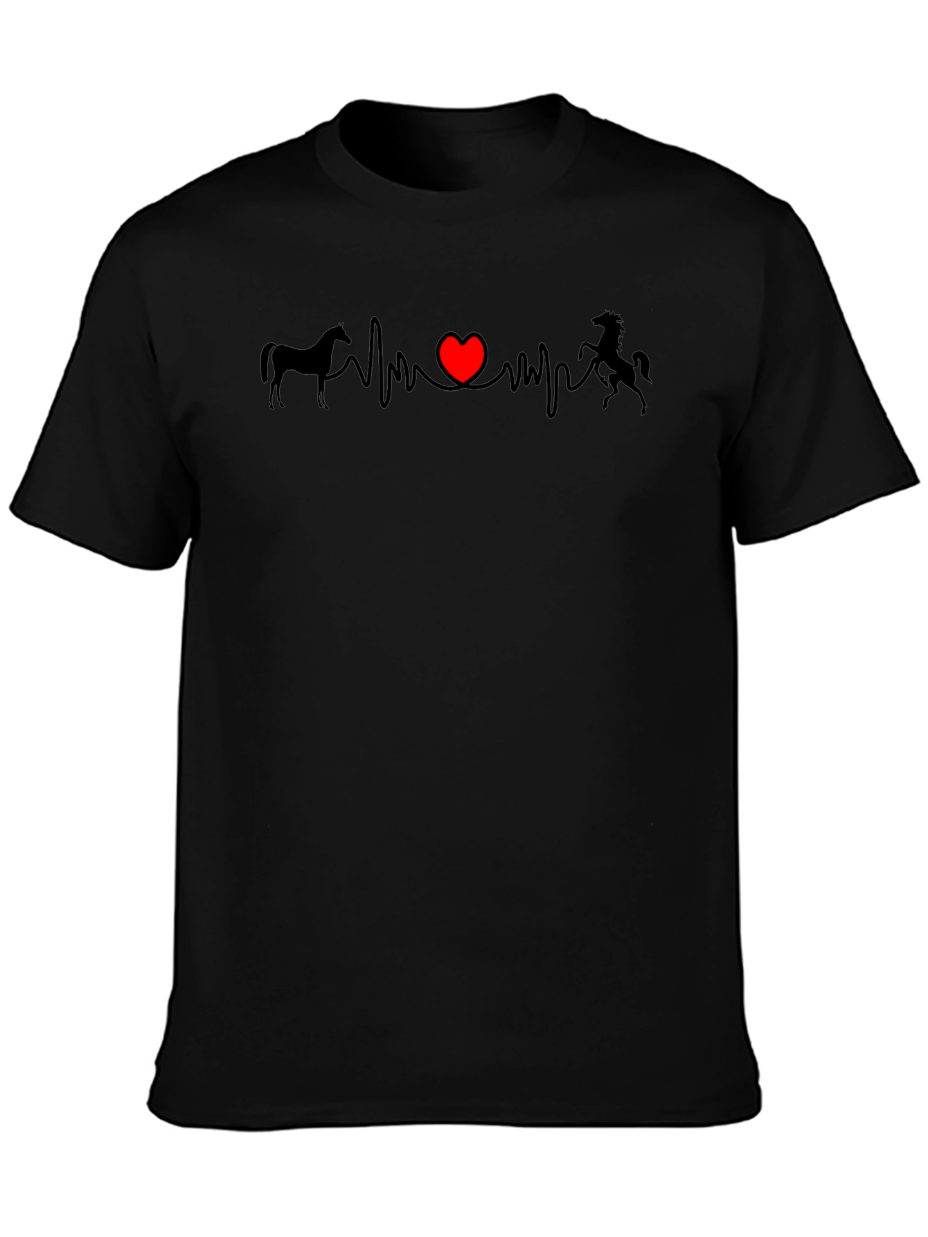 Horse Heartbeat Graphic Tee - Black
