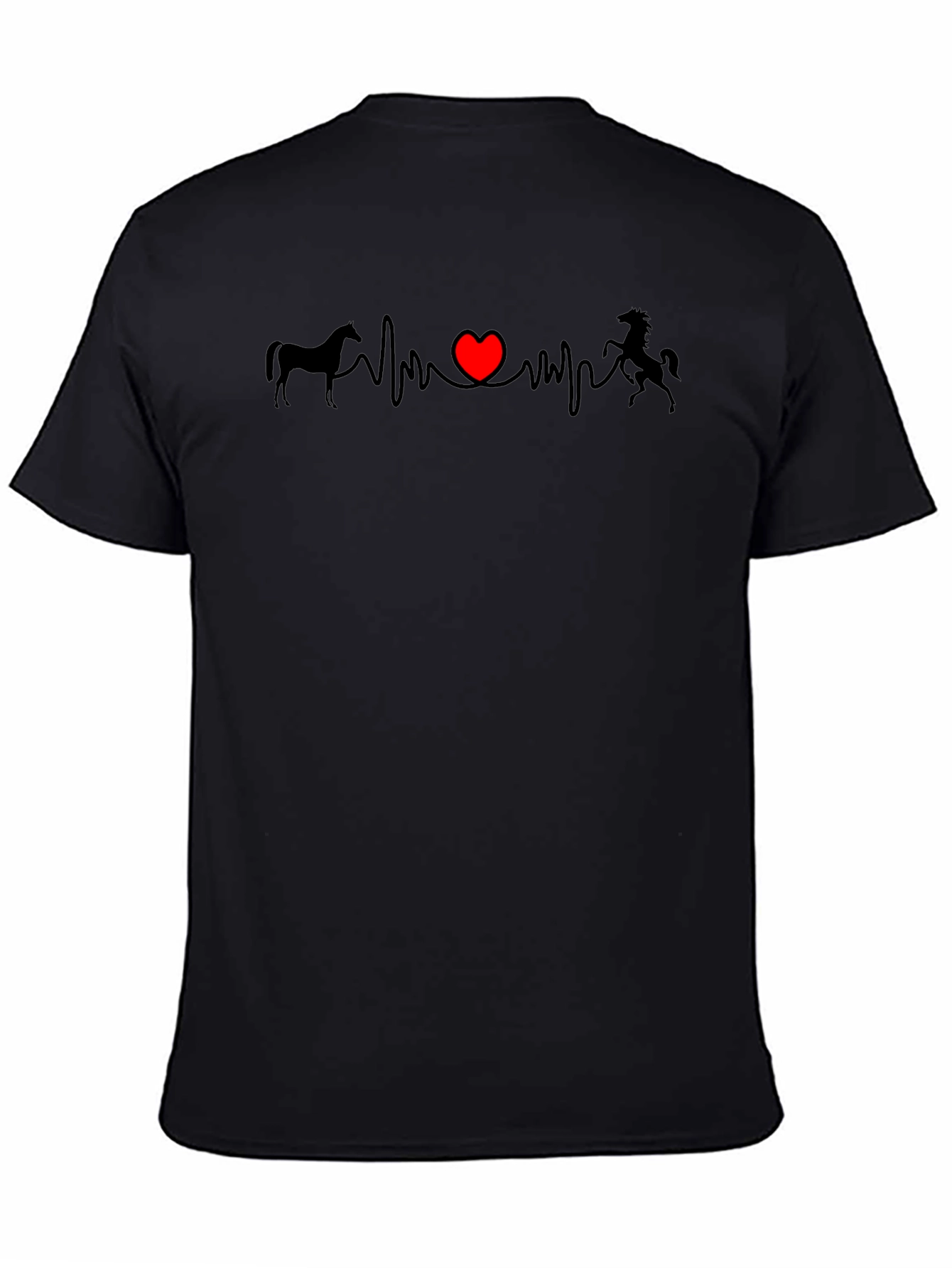 Horse Heartbeat Graphic Tee - Black