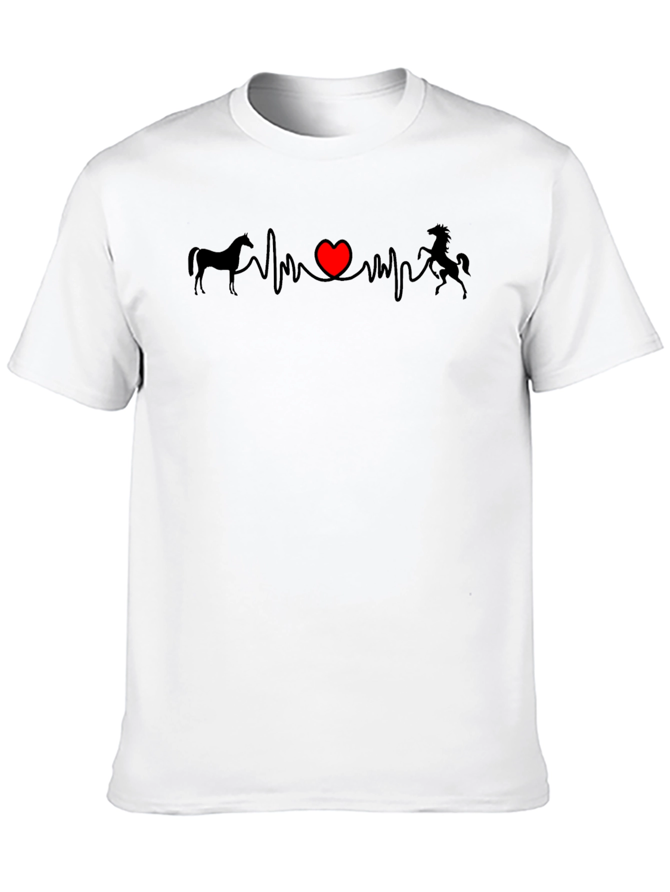 Horse Heartbeat Graphic Tee - Black