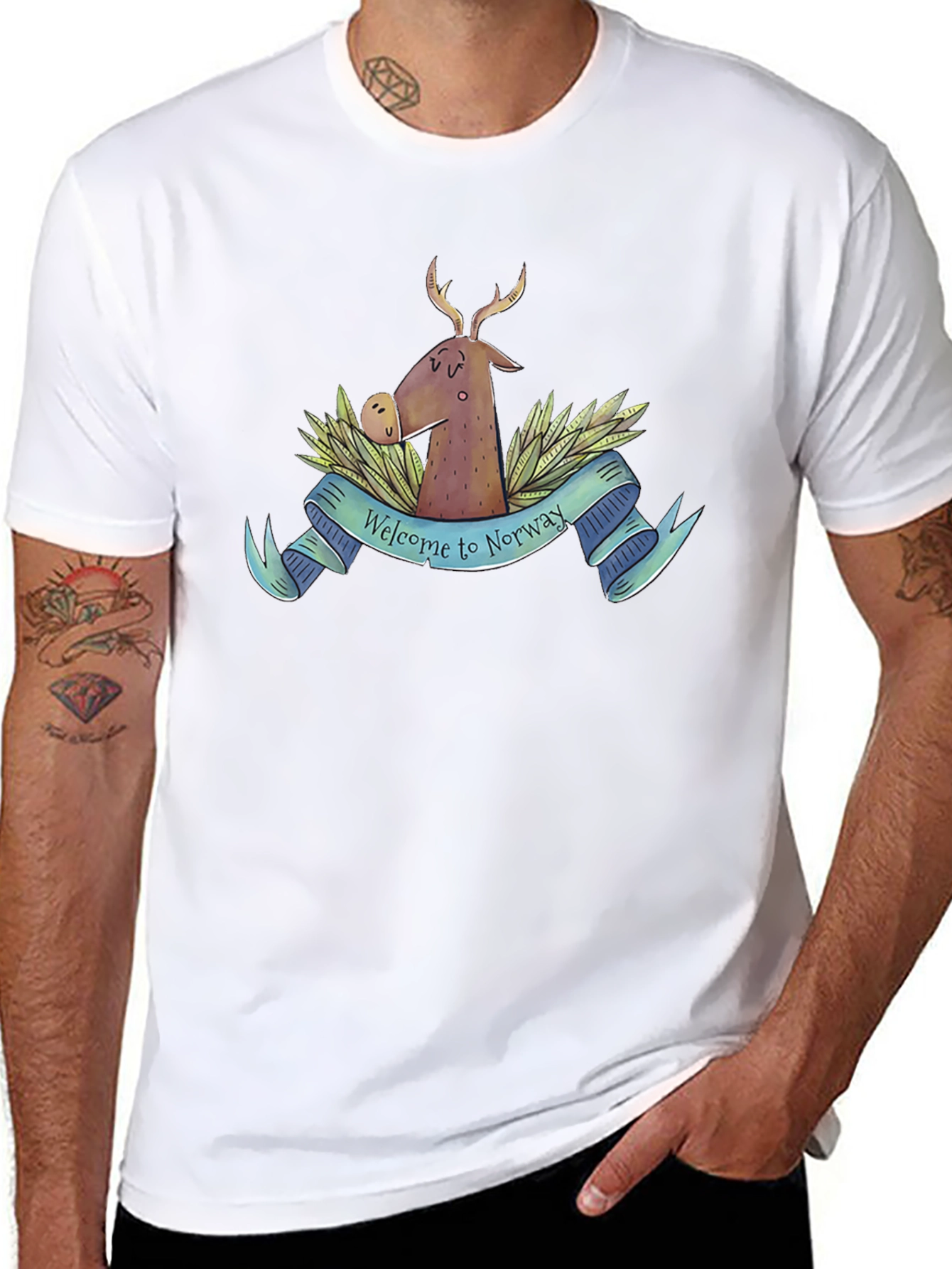 Welcome to Norway T-Shirt Deer Nature Tee