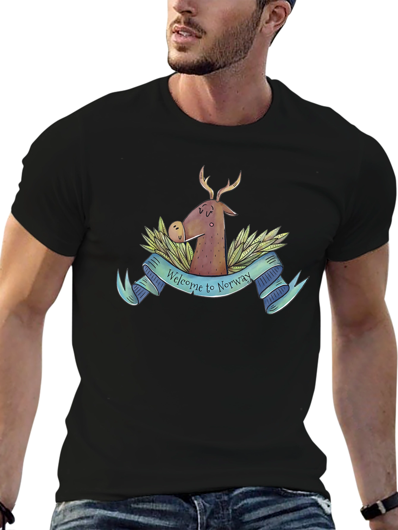 Welcome to Norway T-Shirt Deer Nature Tee