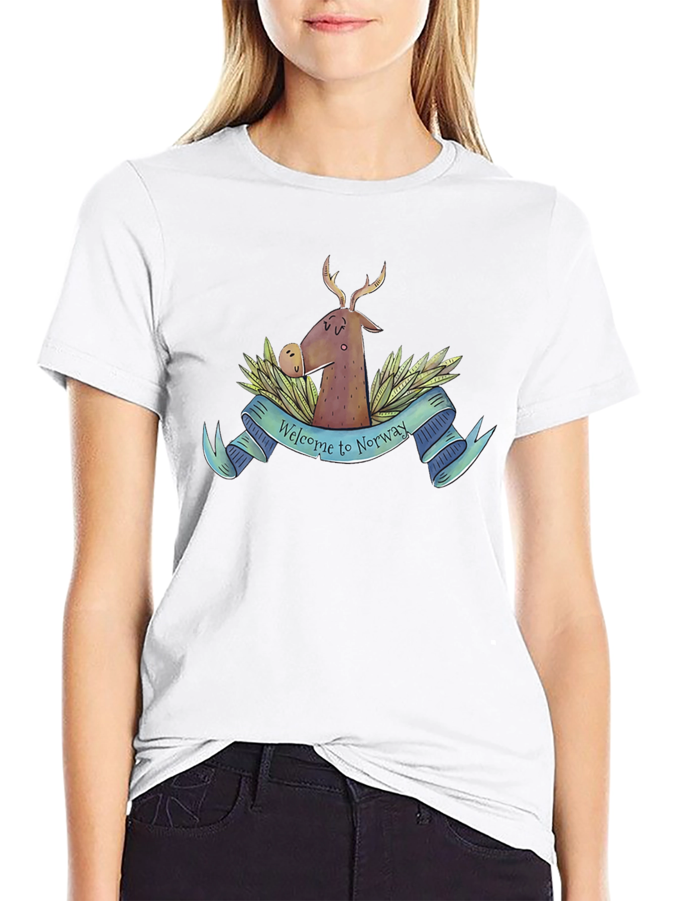 Welcome to Norway T-Shirt Deer Nature Tee