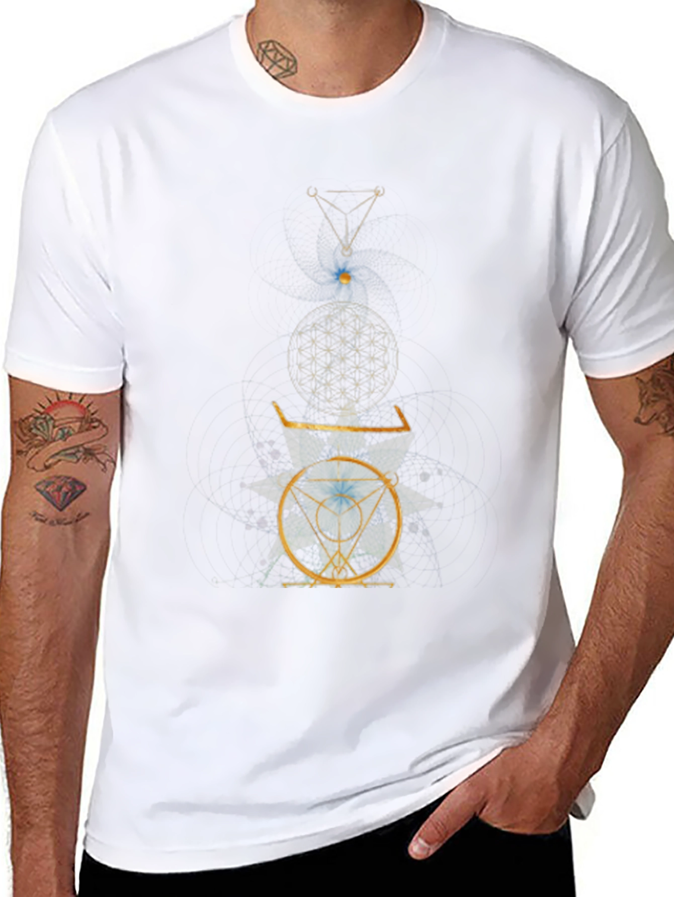 Esoteric Geometric Graphic Print Black T-Shirt