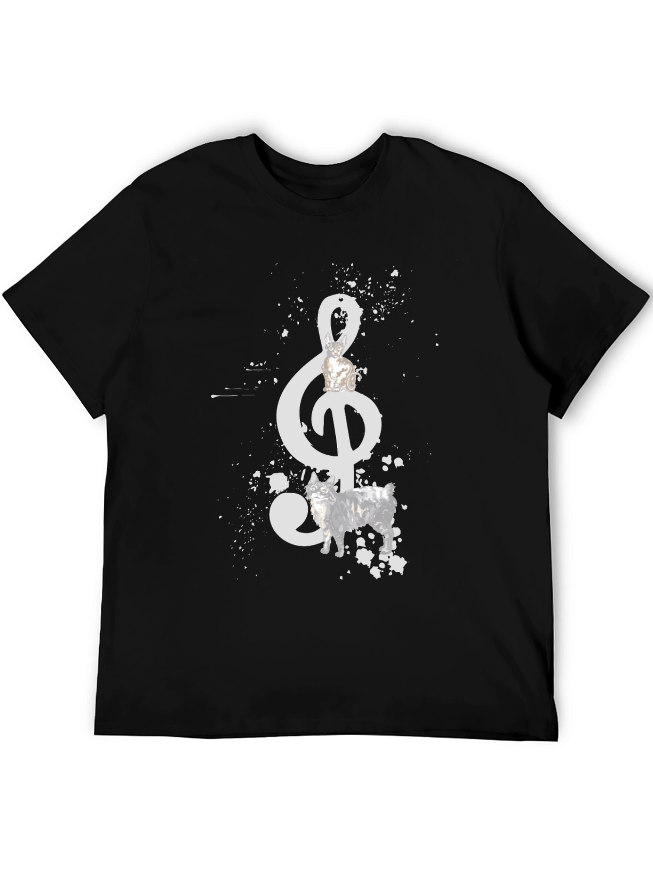 Music Cat T-Shirt - Stylish Treble Clef Graphic Tee