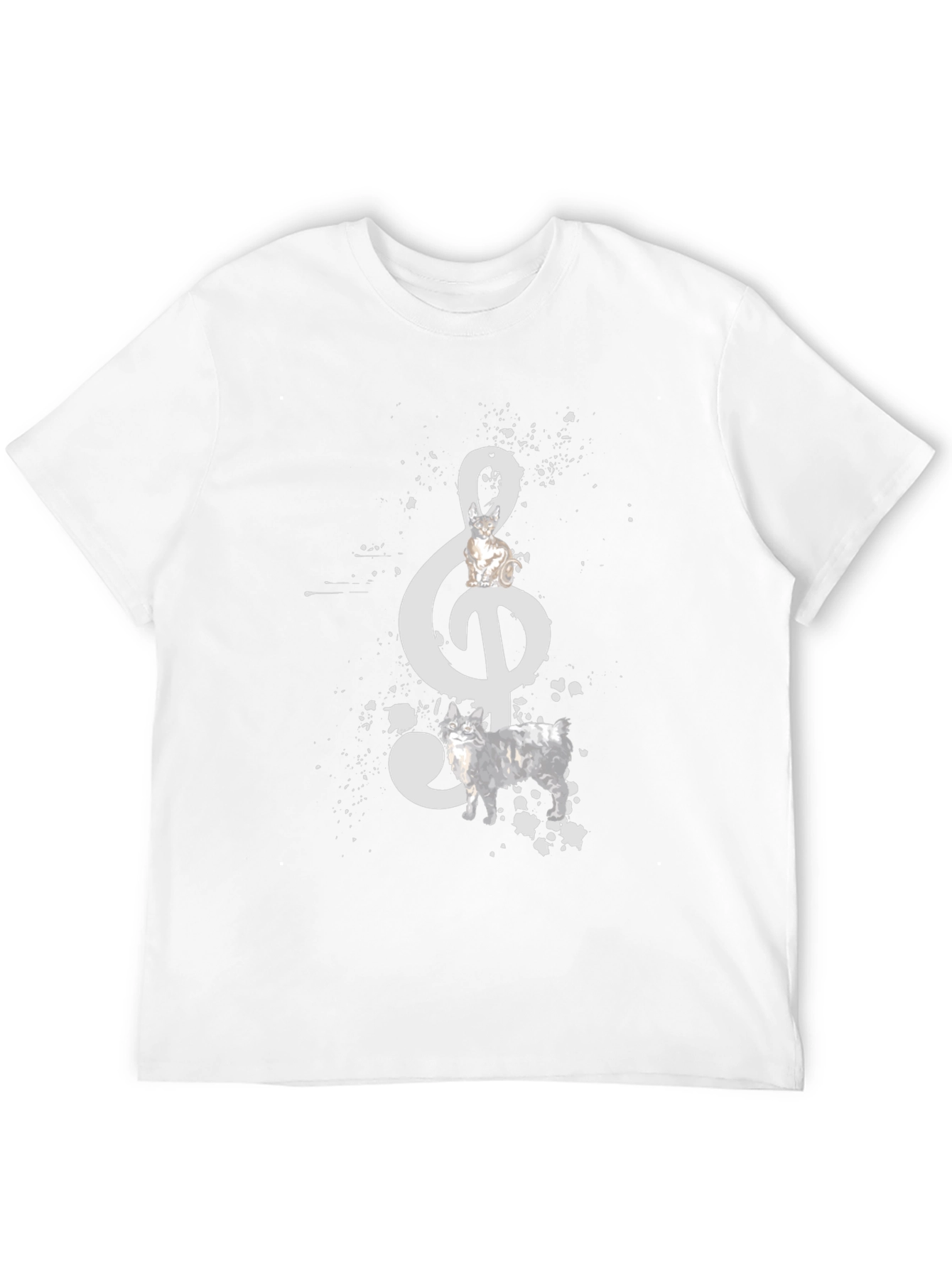 Music Cat T-Shirt - Stylish Treble Clef Graphic Tee
