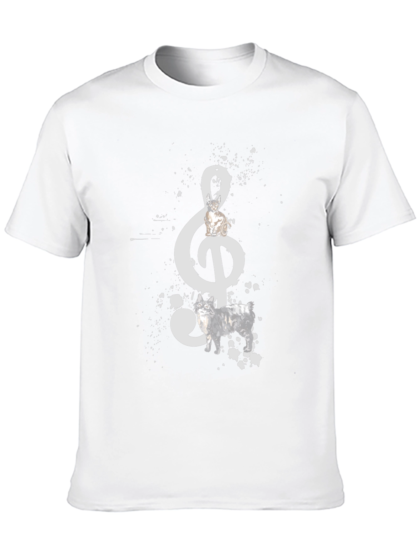 Music Cat T-Shirt - Stylish Treble Clef Graphic Tee