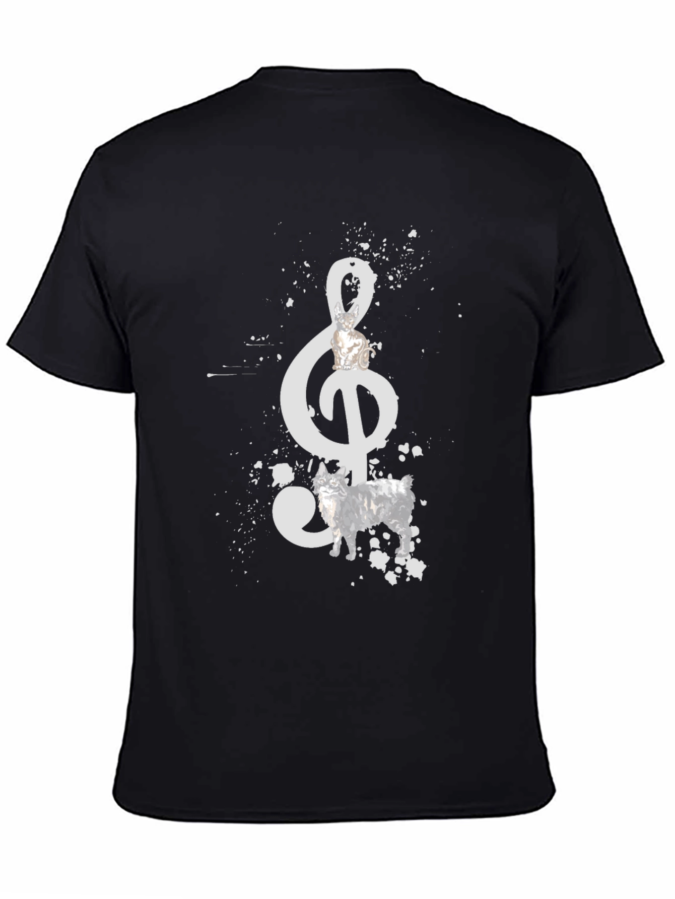 Music Cat T-Shirt - Stylish Treble Clef Graphic Tee