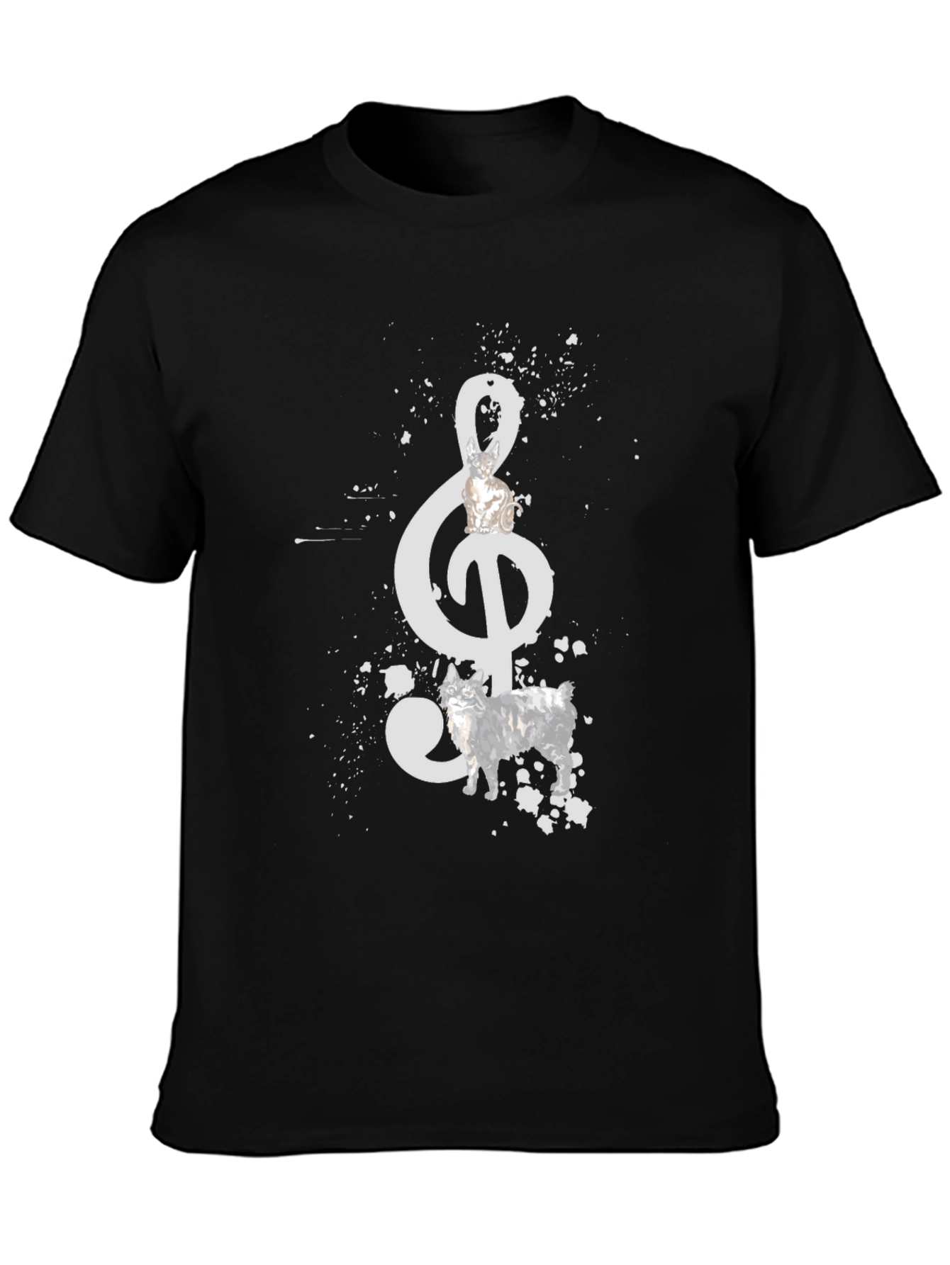 Music Cat T-Shirt - Stylish Treble Clef Graphic Tee