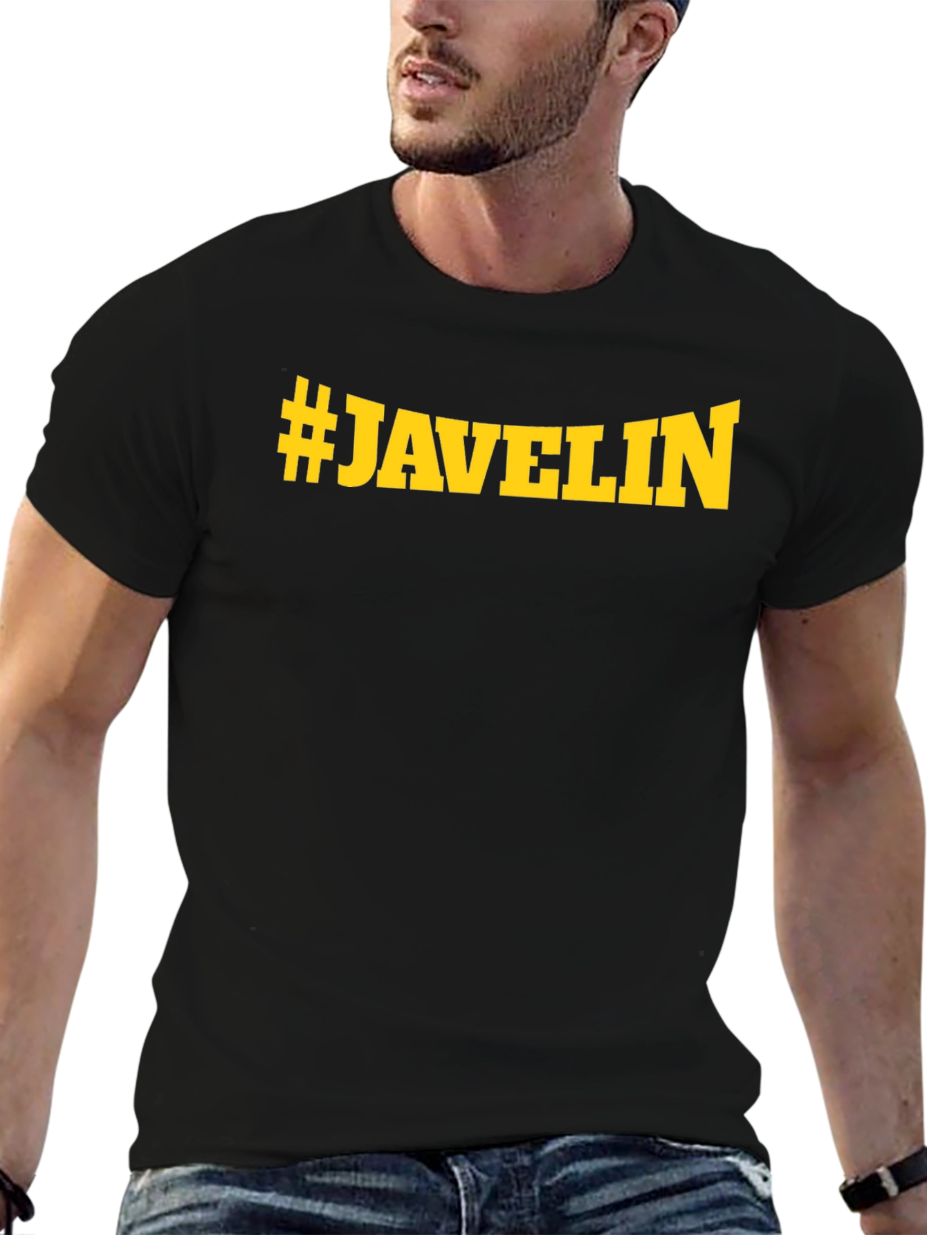 #Javelin Black Cotton Graphic Tee
