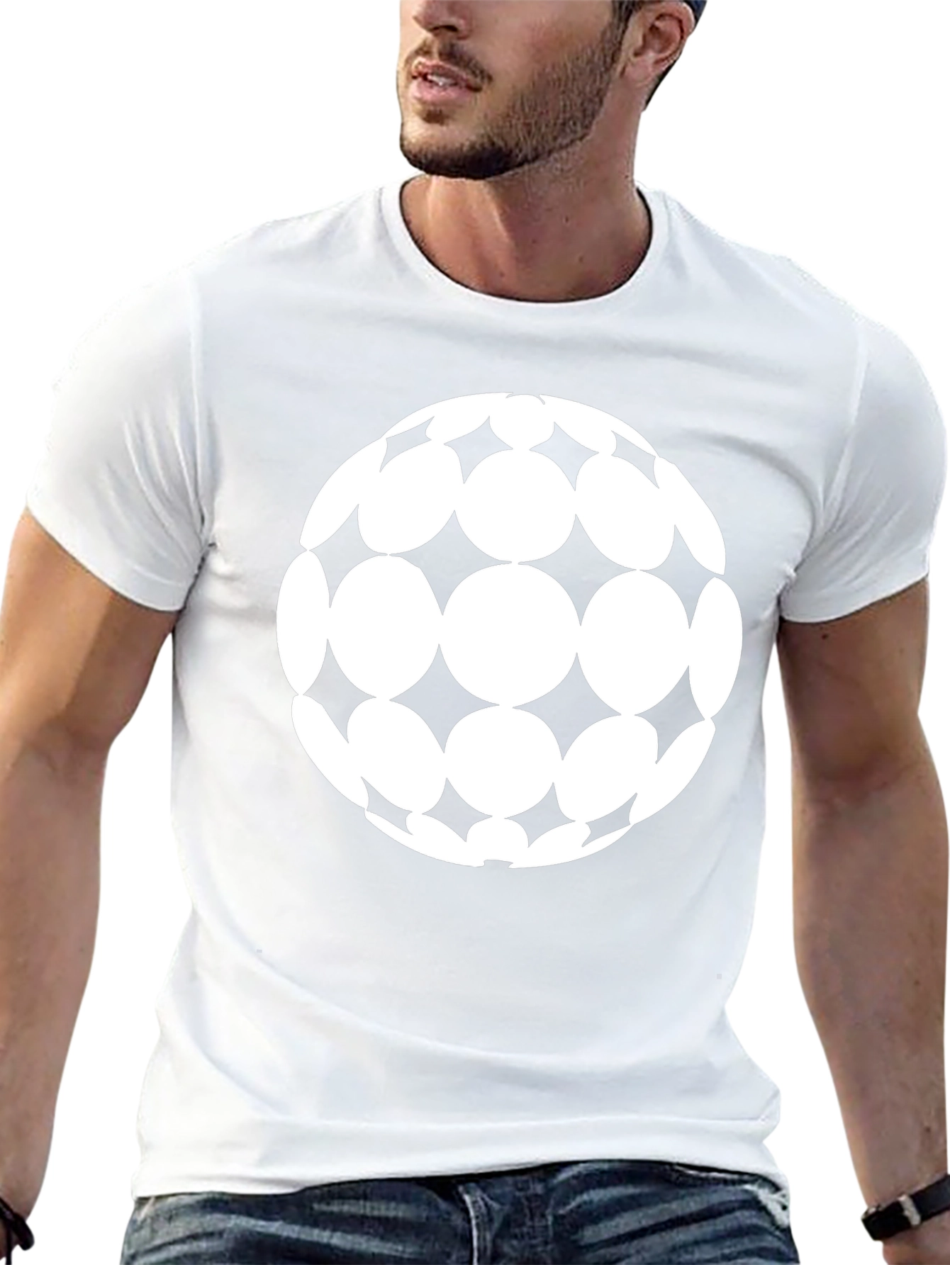 Geometric Sphere Graphic Tee - Black Cotton Blend