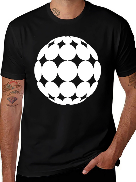 Geometric Sphere Graphic Tee - Black Cotton Blend